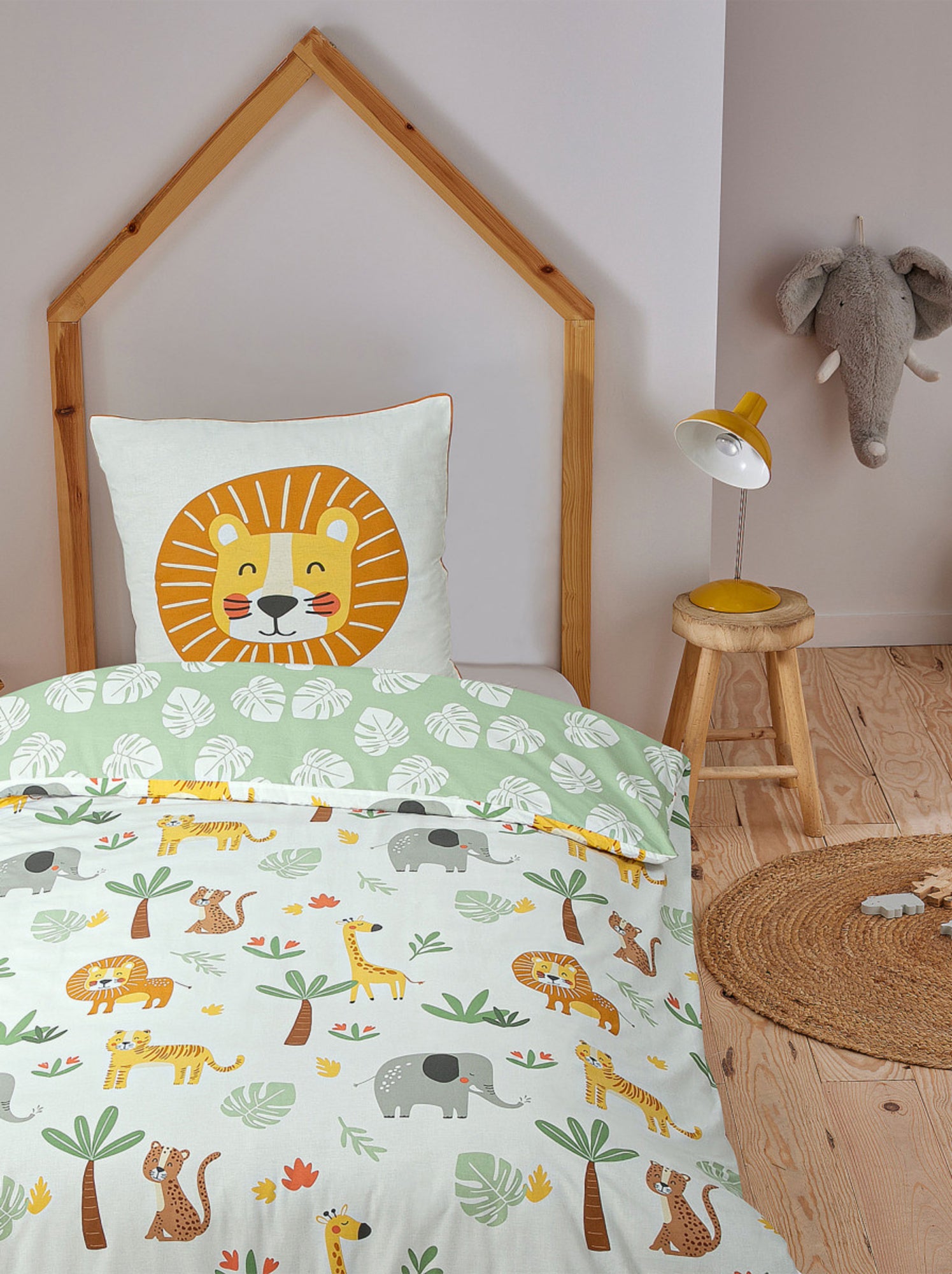 Future home - parure de lit enfant lion jungle réversible - Blanc