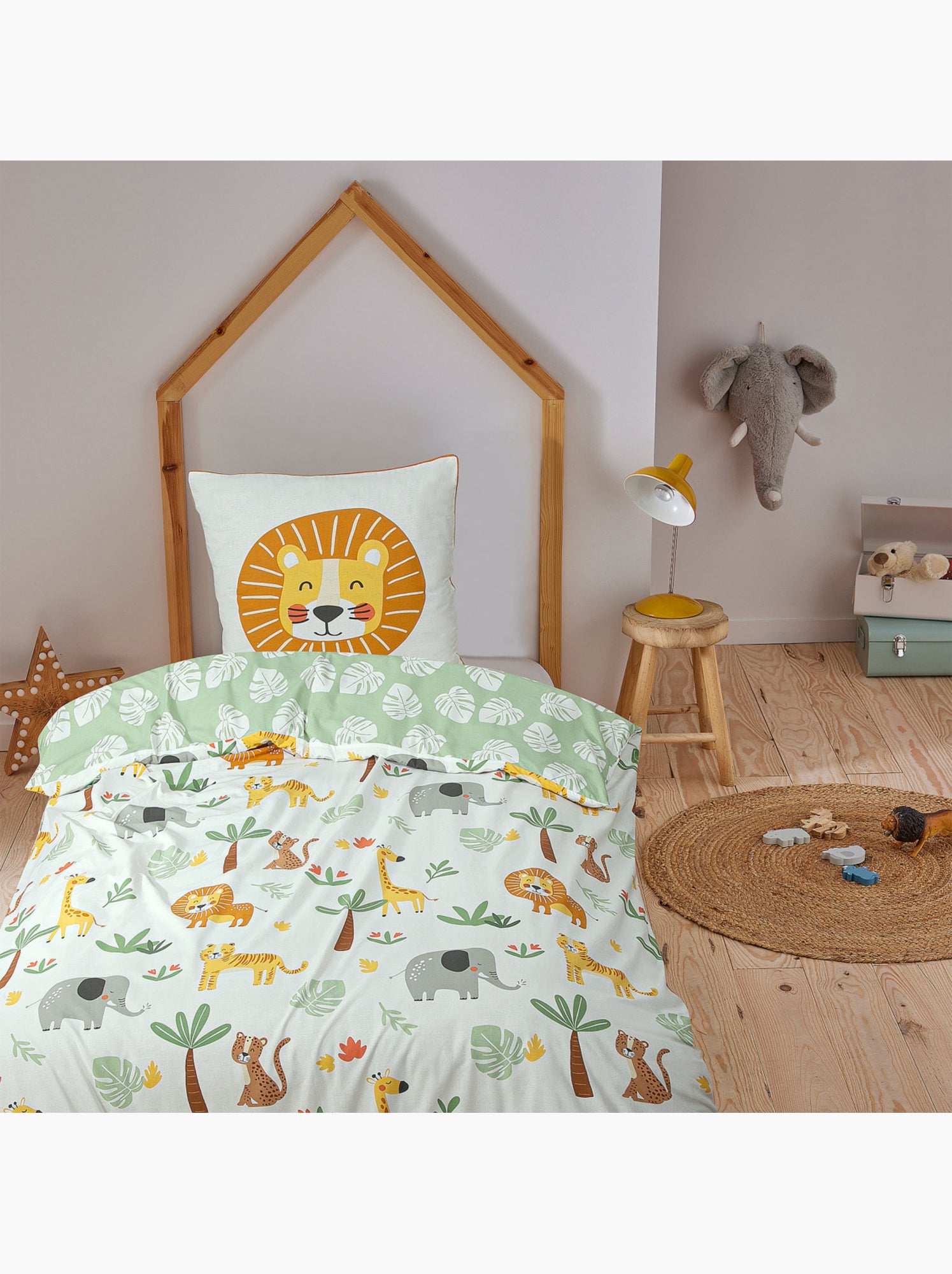 Future home - parure de lit enfant lion jungle réversible - Blanc