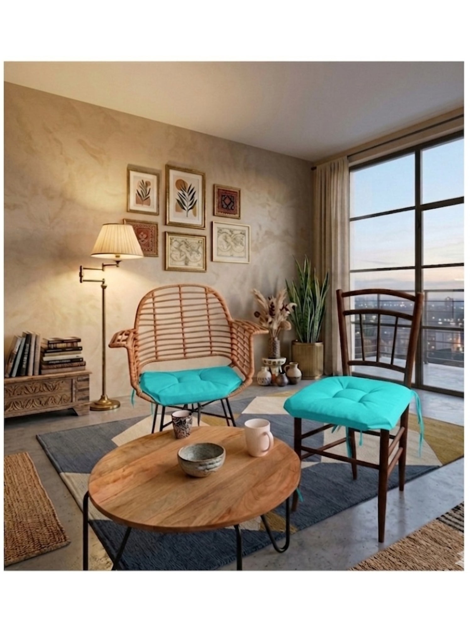 Galette de chaise 4 rabats collection nelsen - Bleu céladon