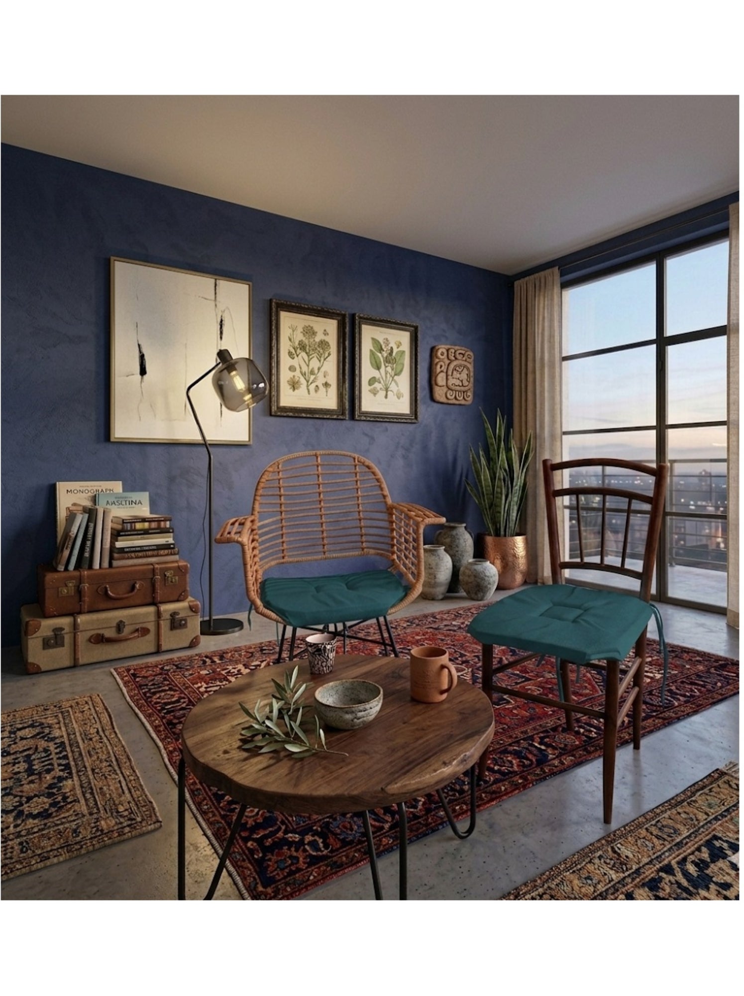 Galette de chaise 4 rabats collection nelsen - Bleu cobalt
