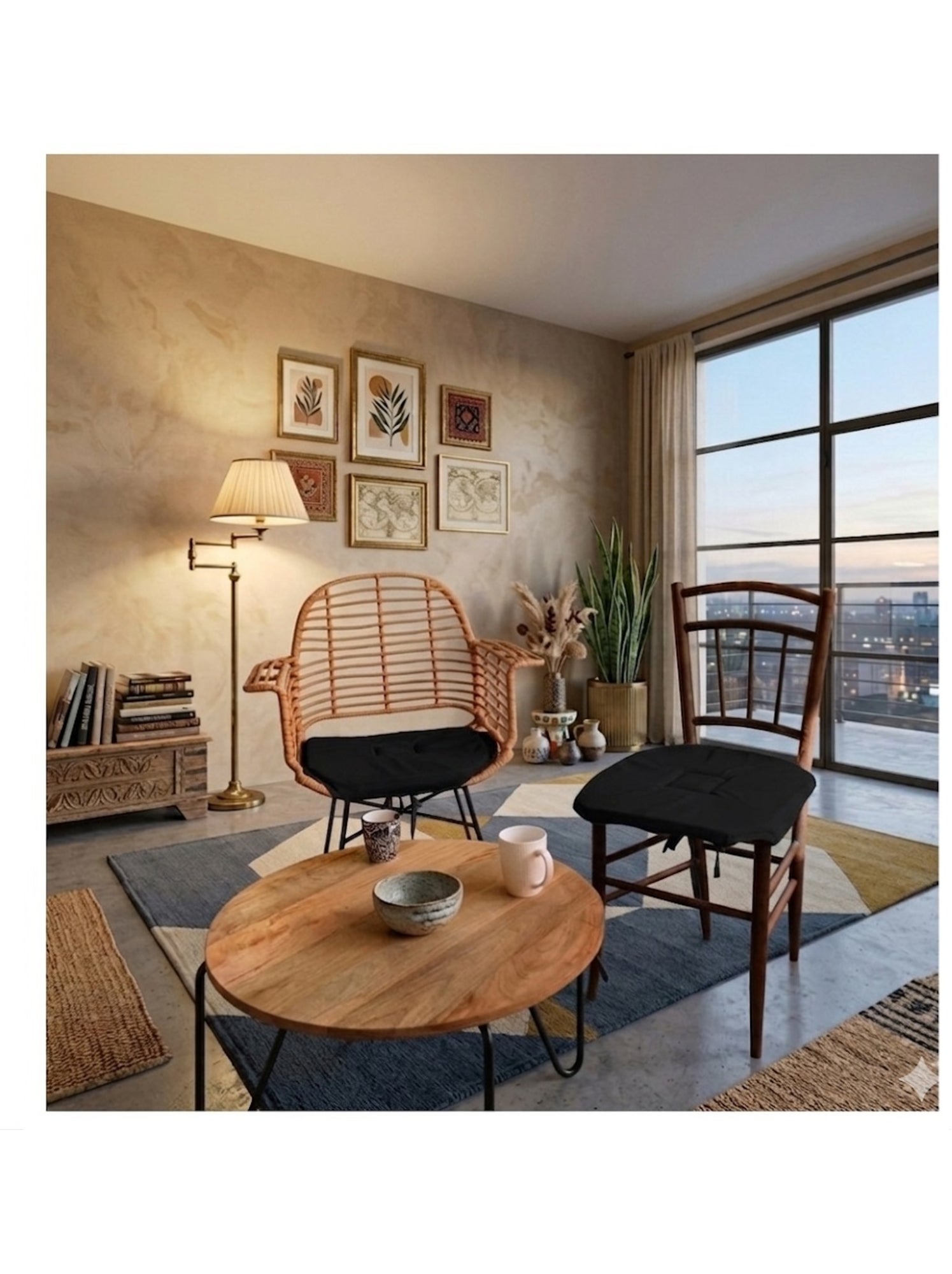 Galette de chaise 4 rabats collection nelsen - Noir