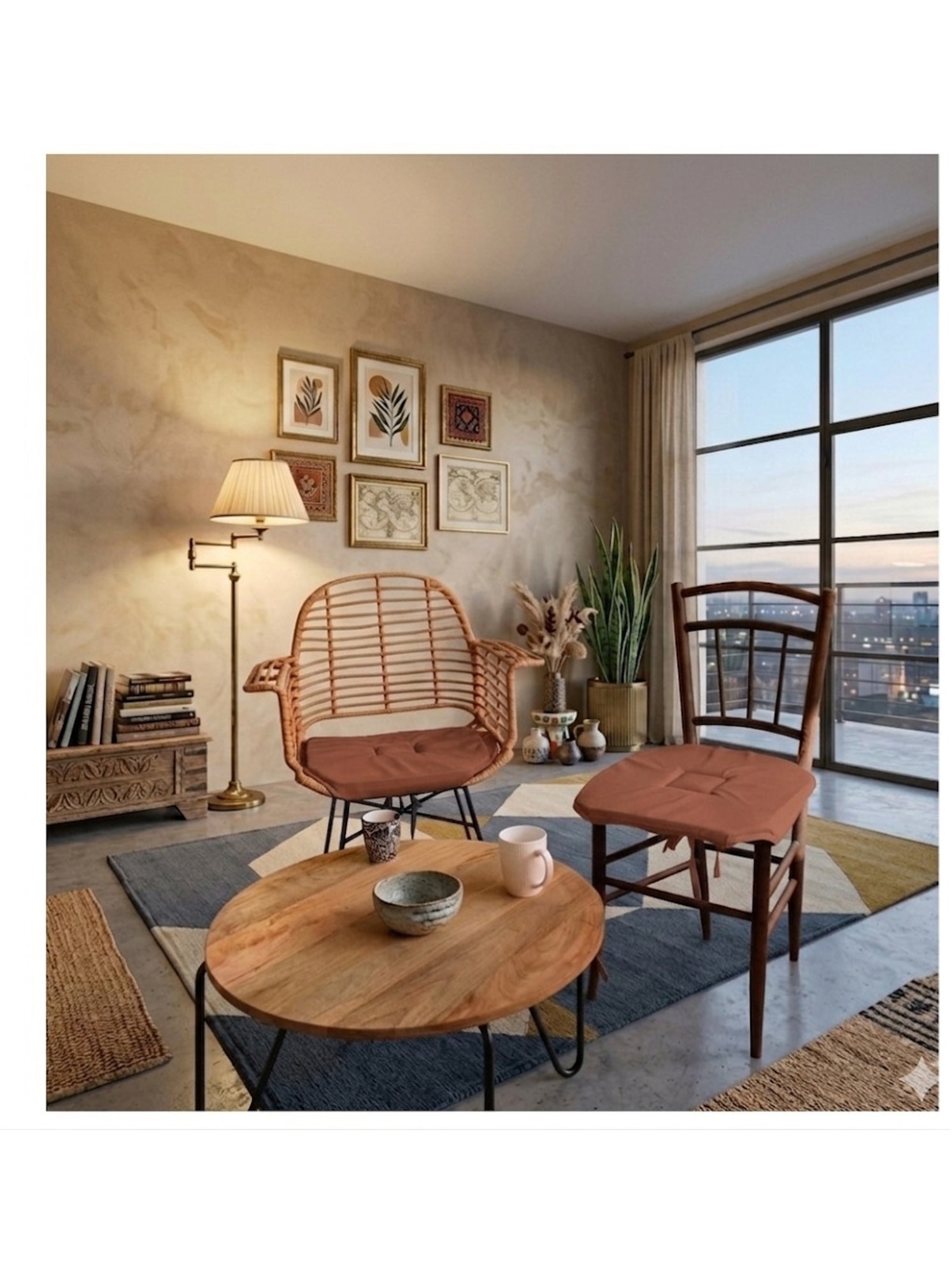 Galette de chaise 4 rabats collection nelsen - Terracotta
