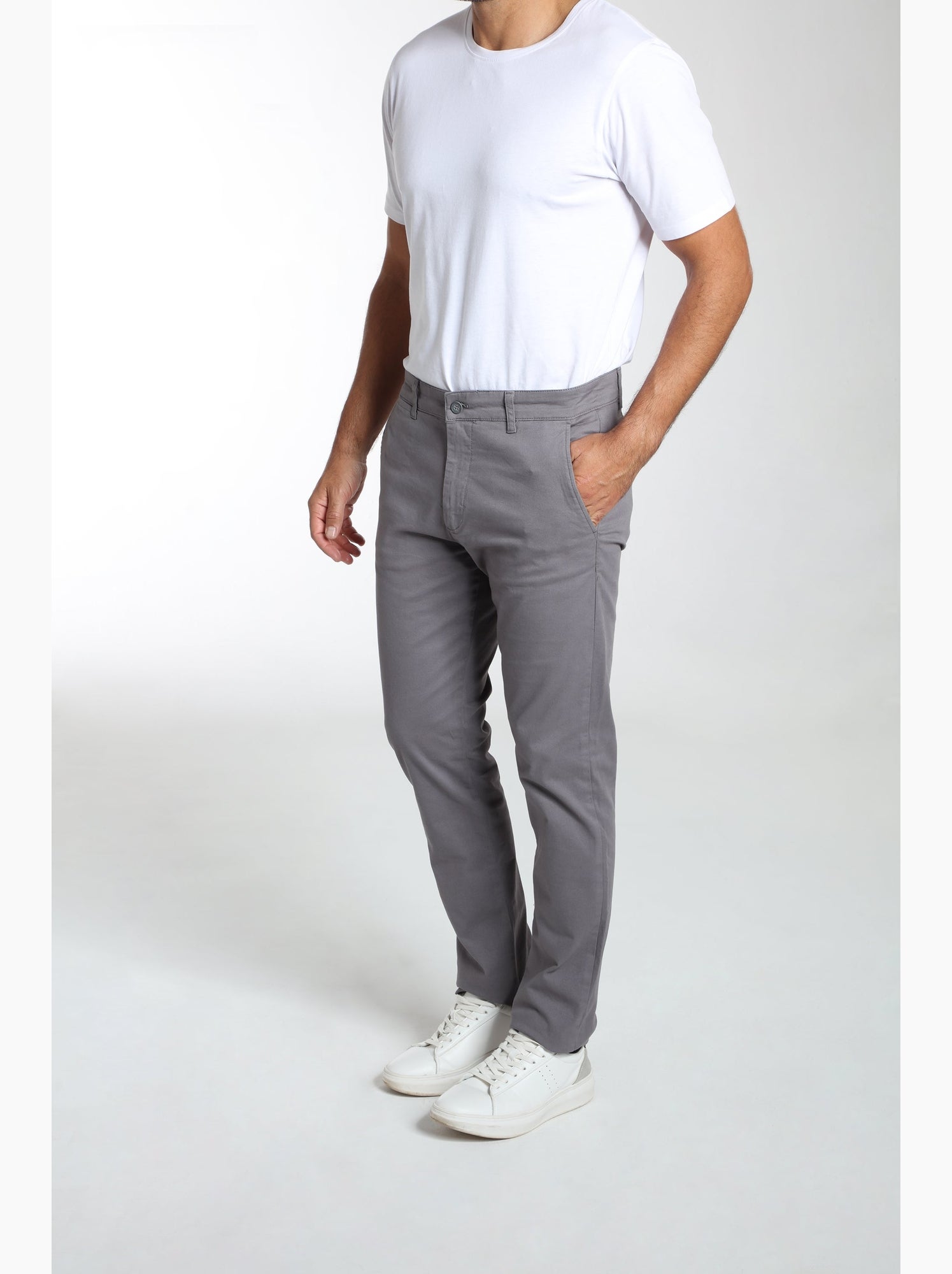 Gentleman Farmer - Pantalon coupe regular en coton PORTO - Gris