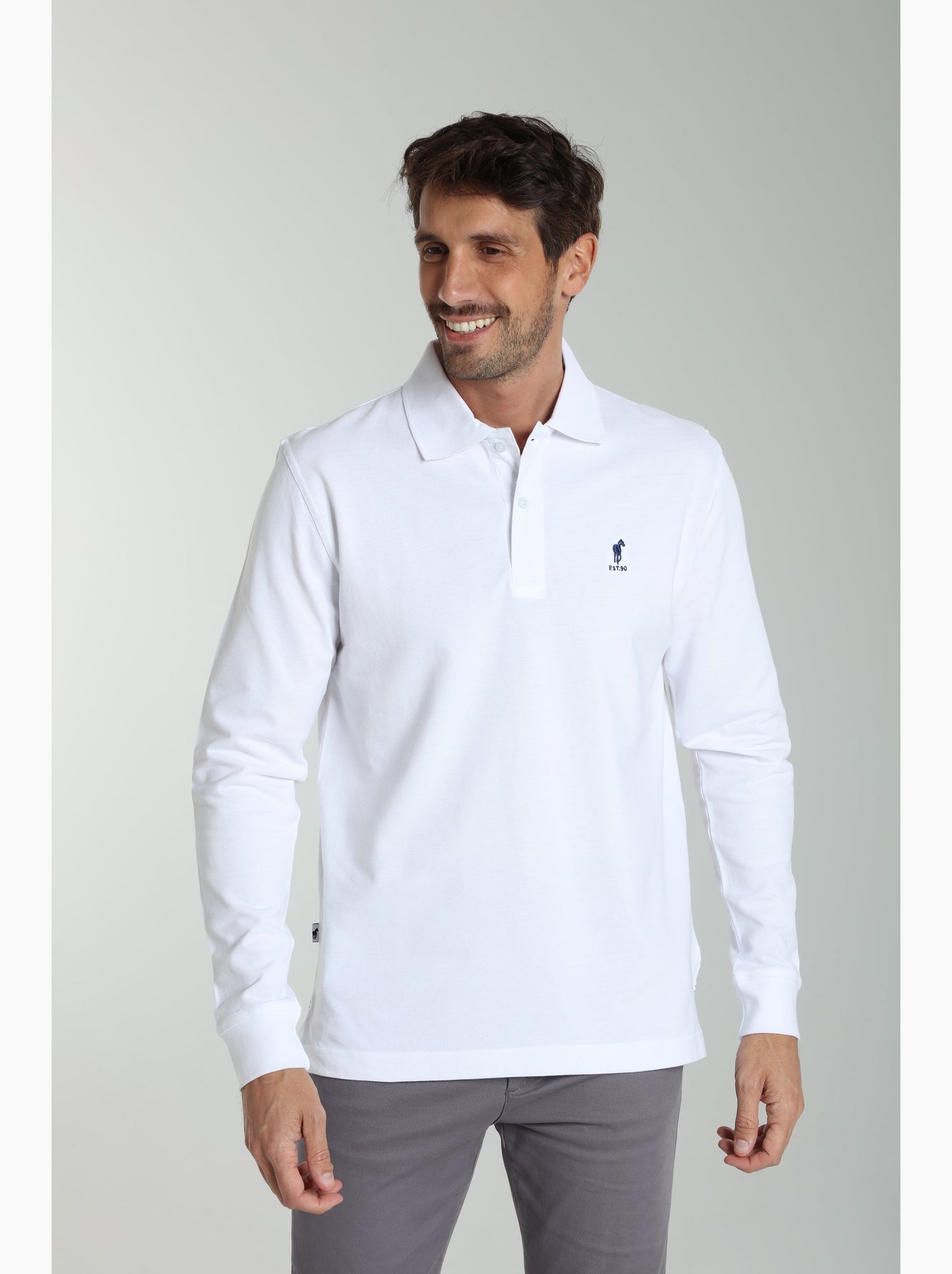 Gentleman Farmer - Polo manches longues en coton PERY - Blanc
