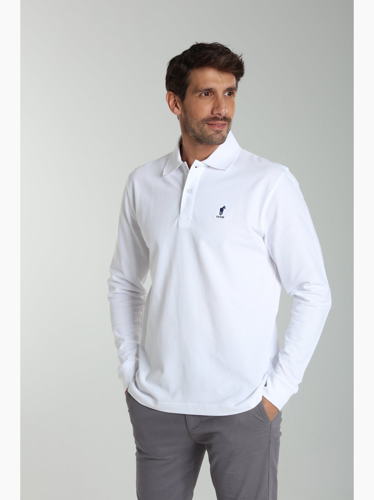 Gentleman Farmer - Polo manches longues en coton PERY - Blanc