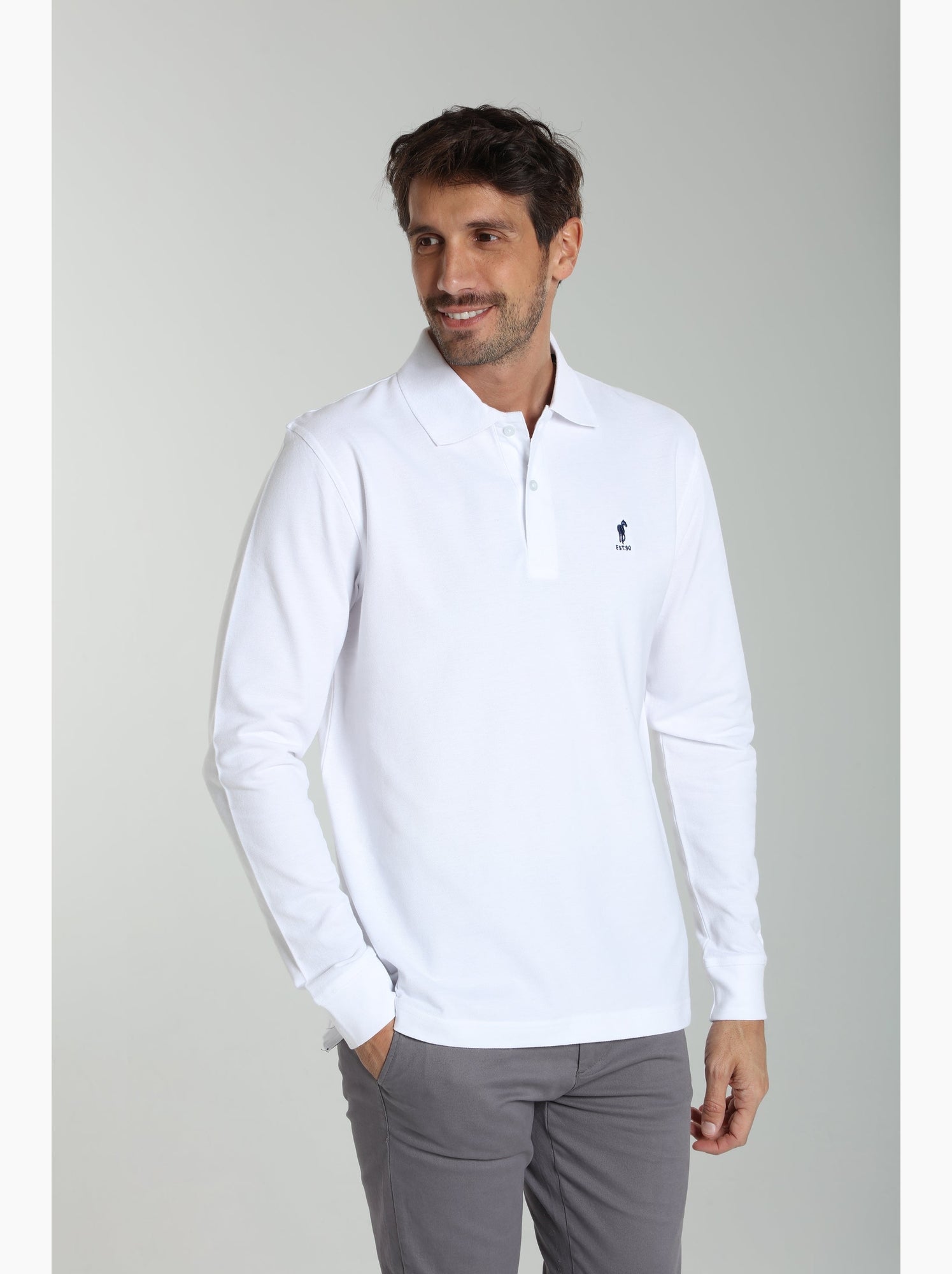 Gentleman Farmer - Polo manches longues en coton PERY - Blanc