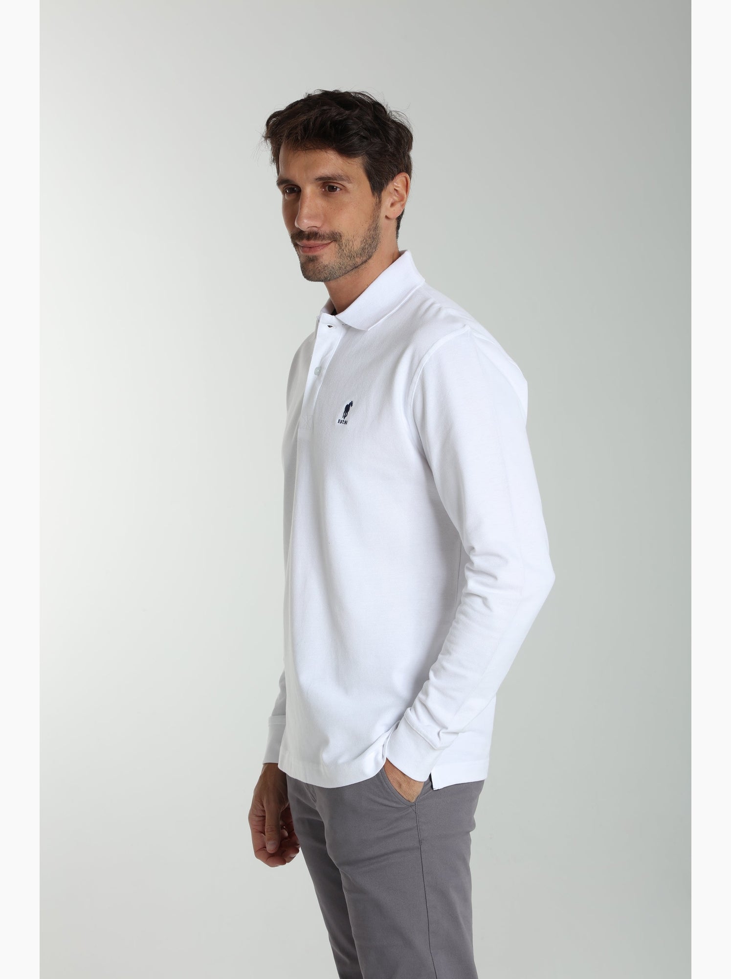 Gentleman Farmer - Polo manches longues en coton PERY - Blanc