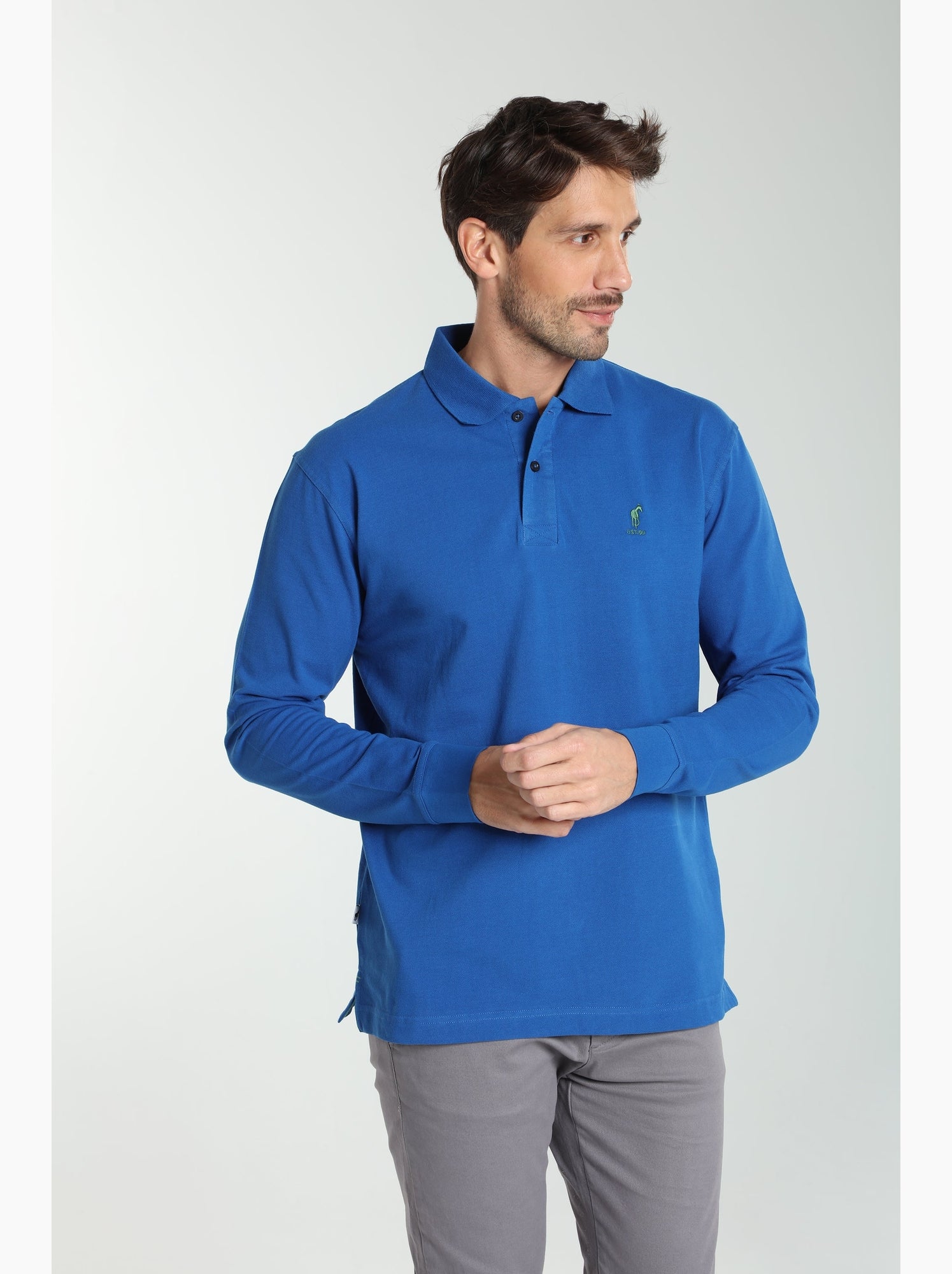 Gentleman Farmer - Polo manches longues en coton PERY - Bleu