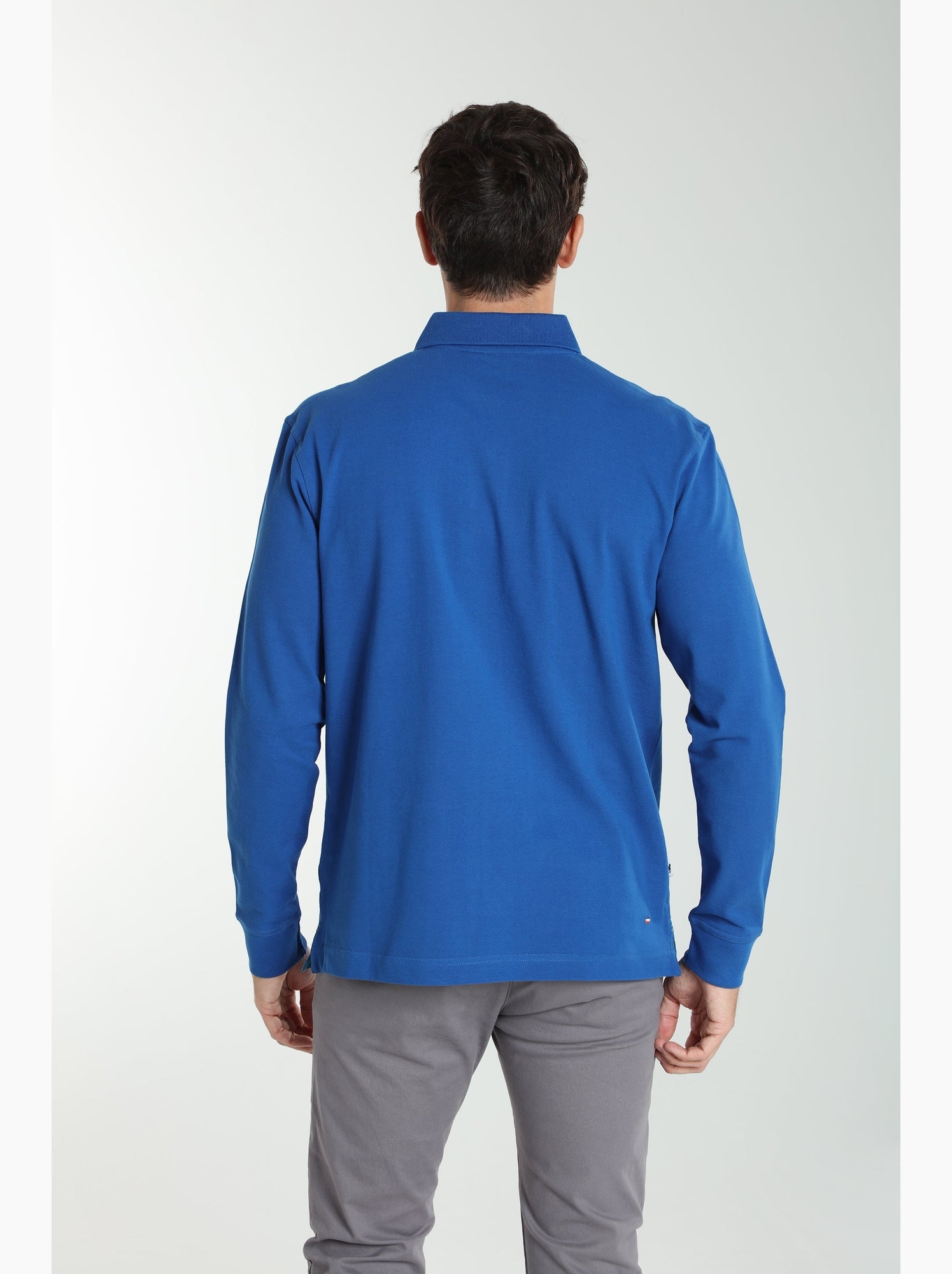 Gentleman Farmer - Polo manches longues en coton PERY - Bleu