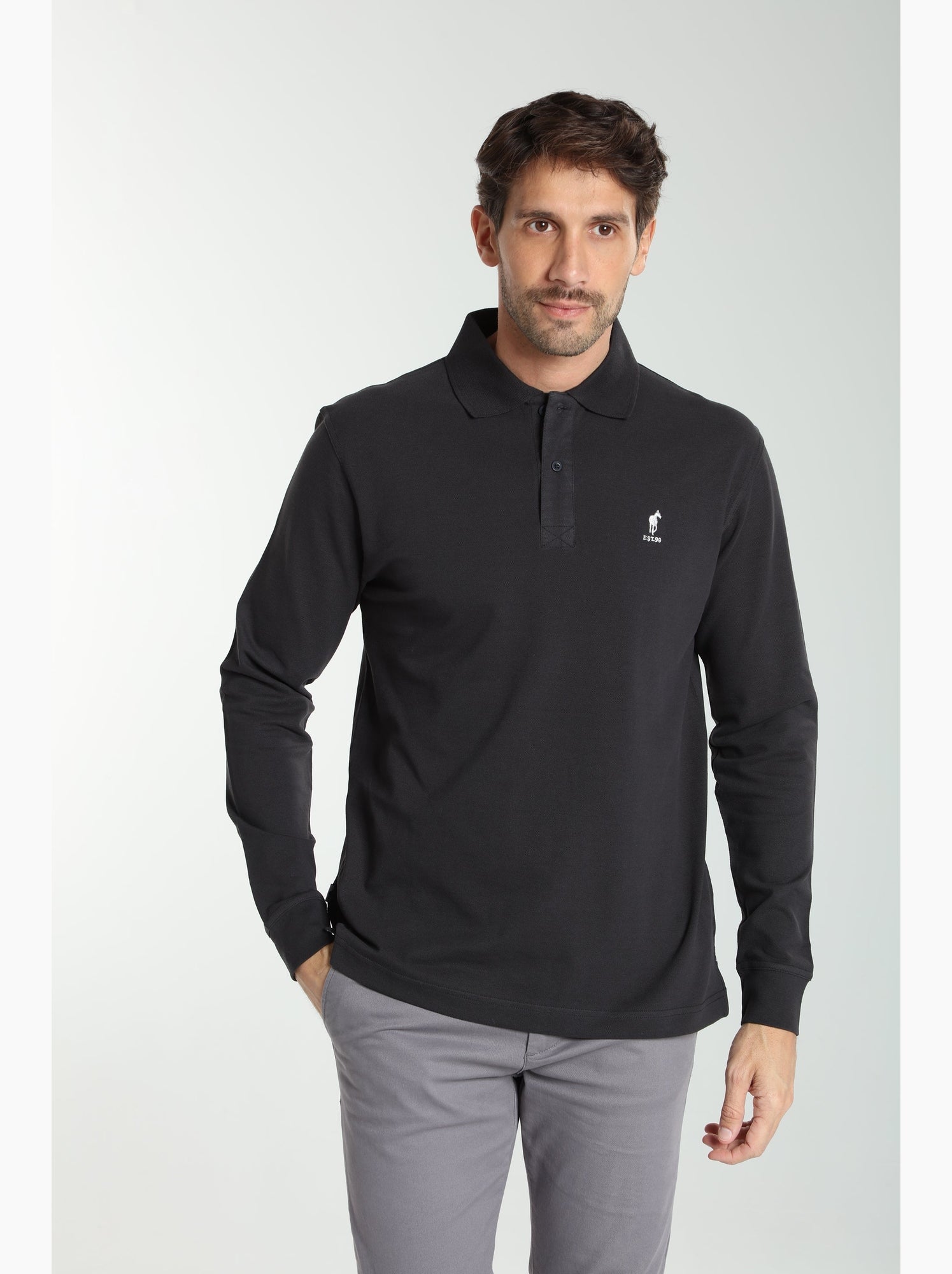 Gentleman Farmer - Polo manches longues en coton PERY - Noir