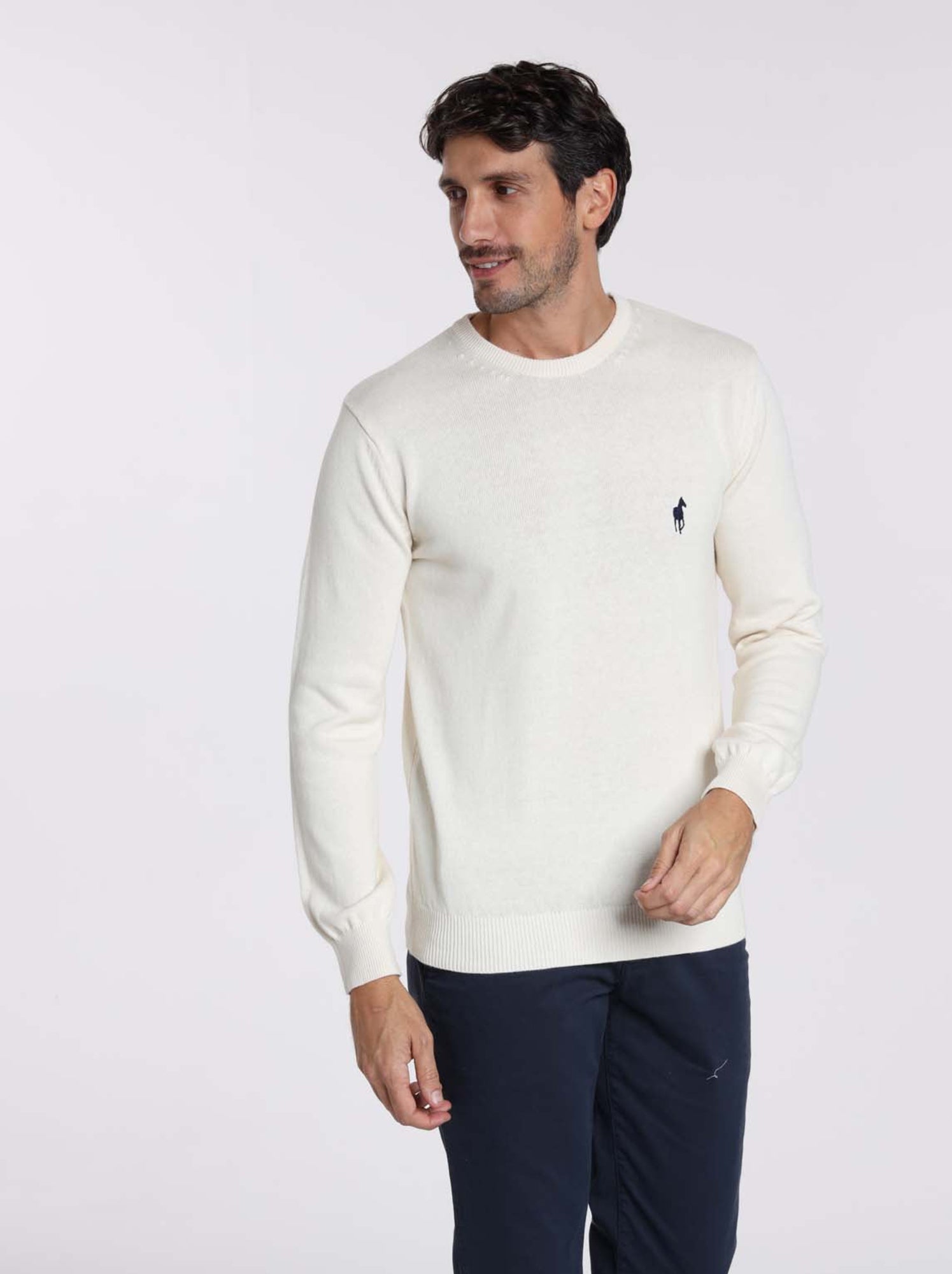 Gentleman Farmer - Pulls col rond  en coton PACO - Beige