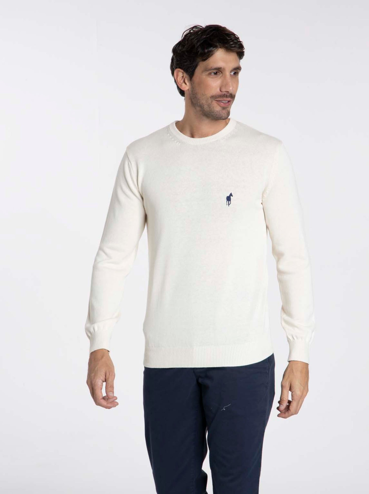 Gentleman Farmer - Pulls col rond  en coton PACO - Beige