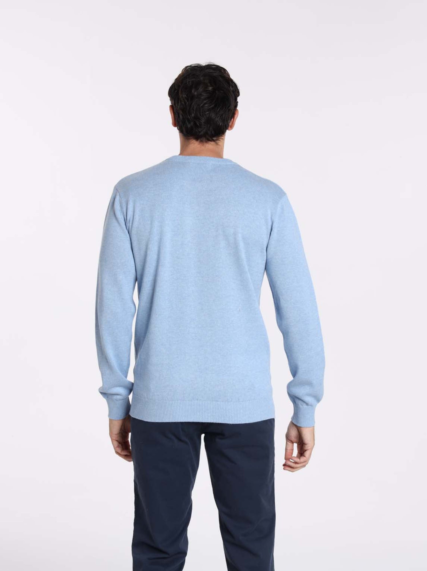 Gentleman Farmer - Pulls col rond  en coton PACO - Bleu clair