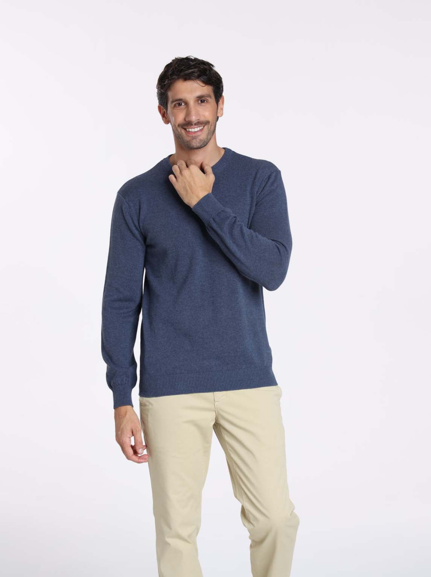 Gentleman Farmer - Pulls col rond  en coton PACO - Bleu