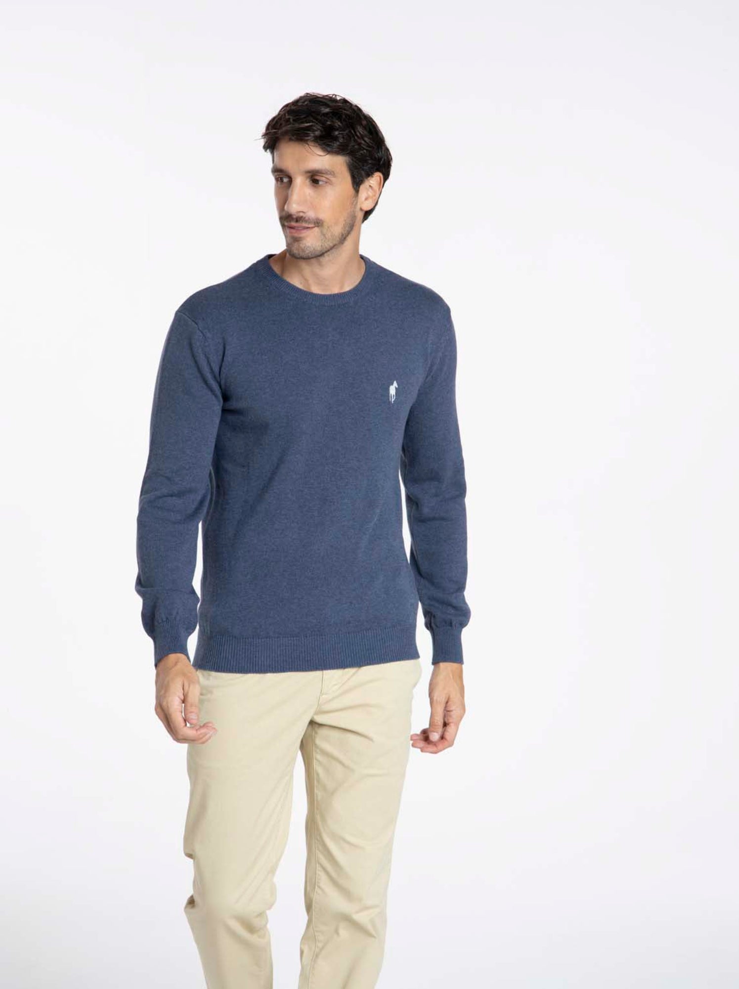 Gentleman Farmer - Pulls col rond  en coton PACO - Bleu
