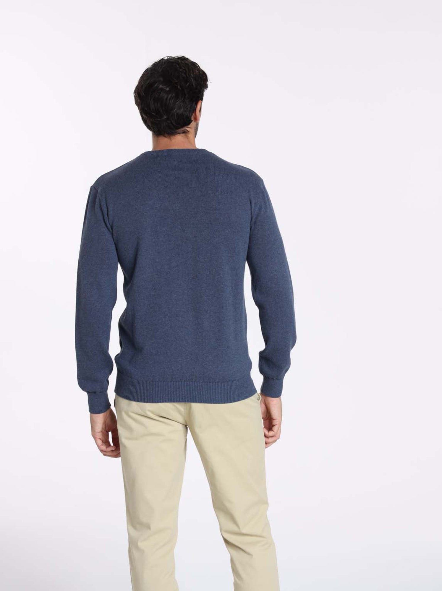 Gentleman Farmer - Pulls col rond  en coton PACO - Bleu