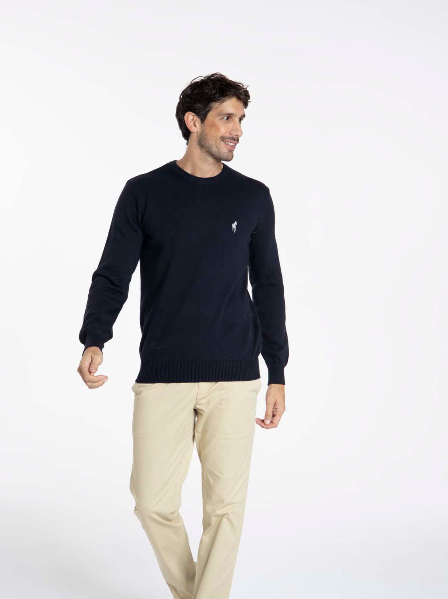 Gentleman Farmer - Pulls col rond  en coton PACO - Bleu marine