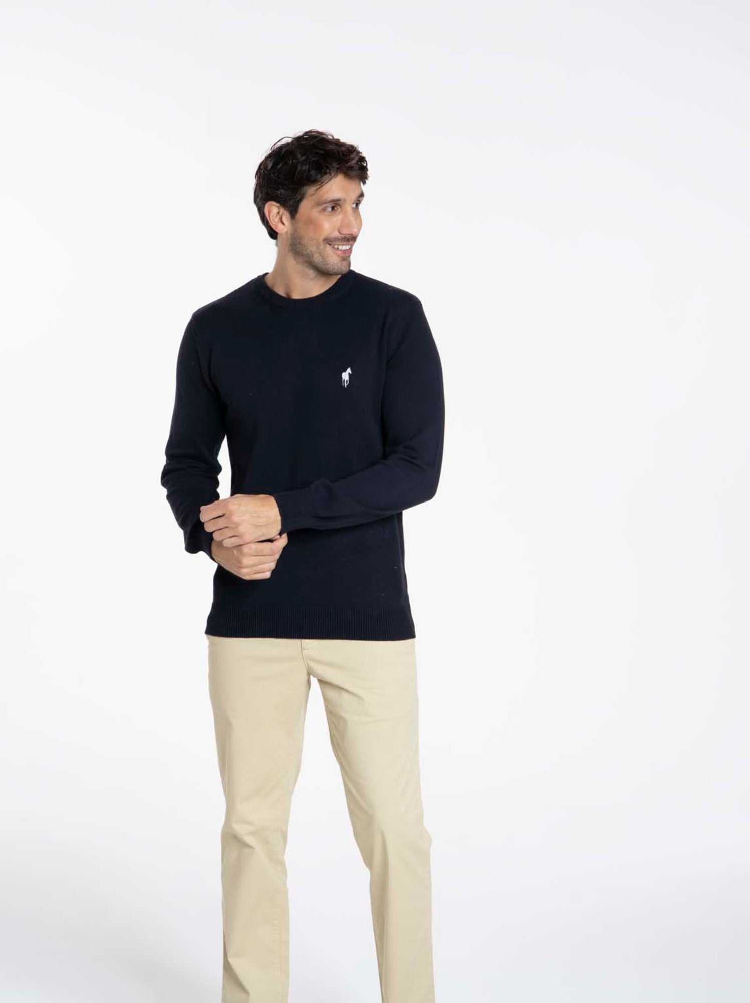 Gentleman Farmer - Pulls col rond  en coton PACO - Bleu marine