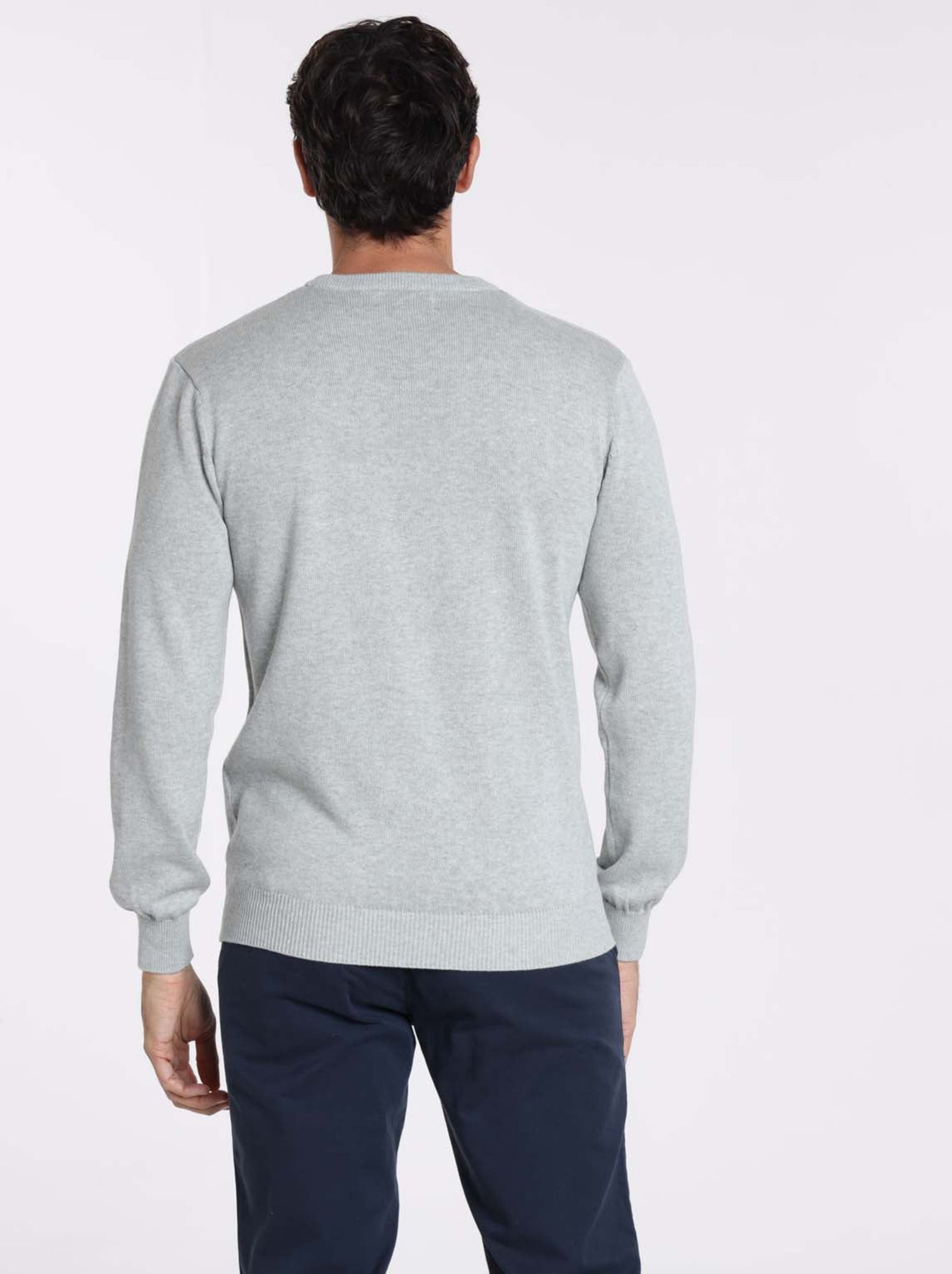 Gentleman Farmer - Pulls col rond  en coton PACO - Gris chiné