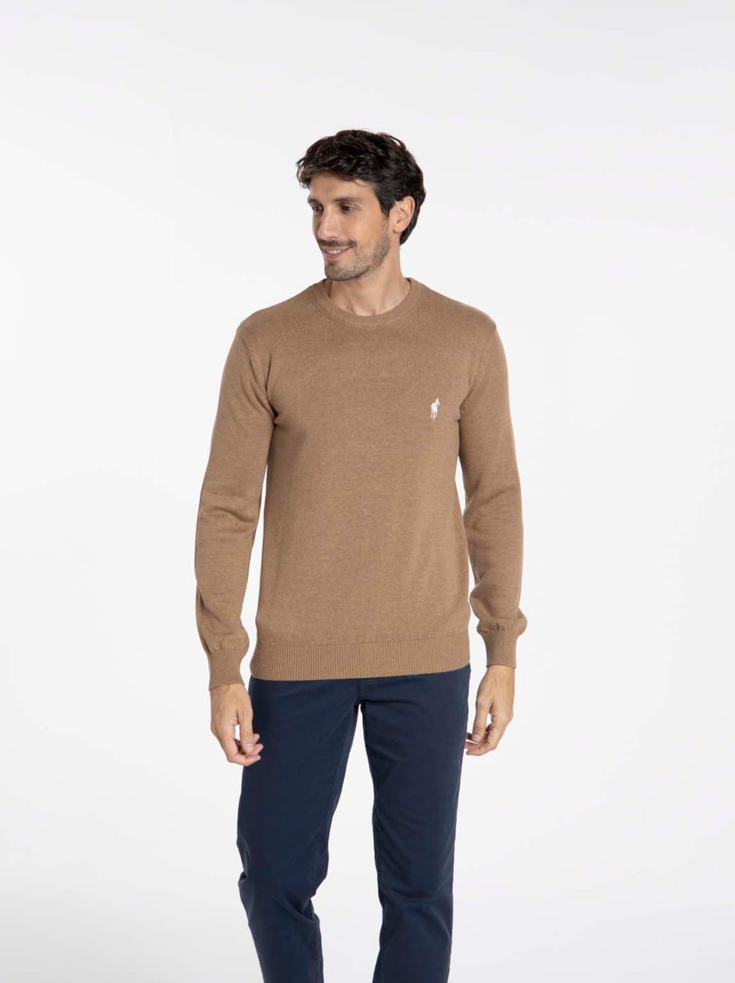 Gentleman Farmer - Pulls col rond  en coton PACO - Marron clair