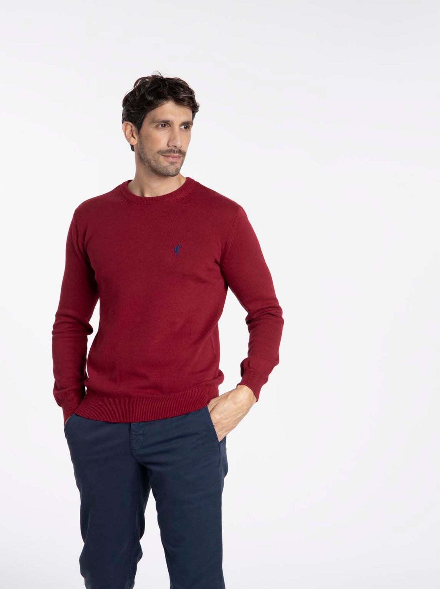 Gentleman Farmer - Pulls col rond  en coton PACO - Rouge