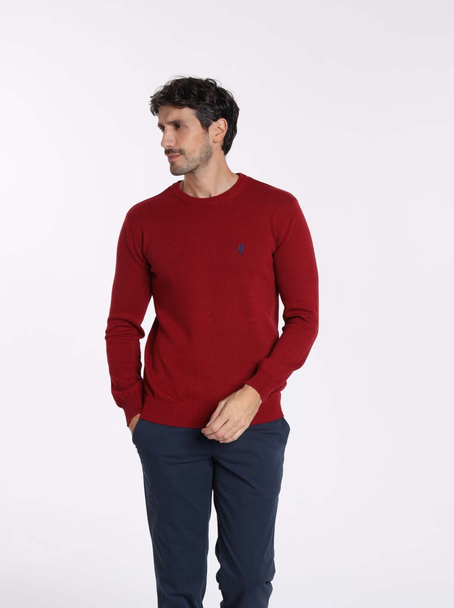Gentleman Farmer - Pulls col rond  en coton PACO - Rouge