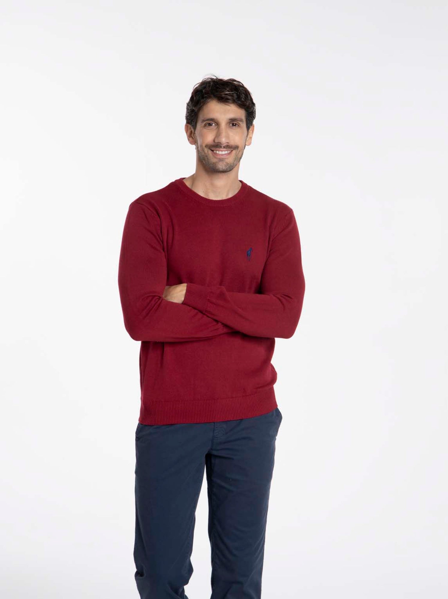 Gentleman Farmer - Pulls col rond  en coton PACO - Rouge