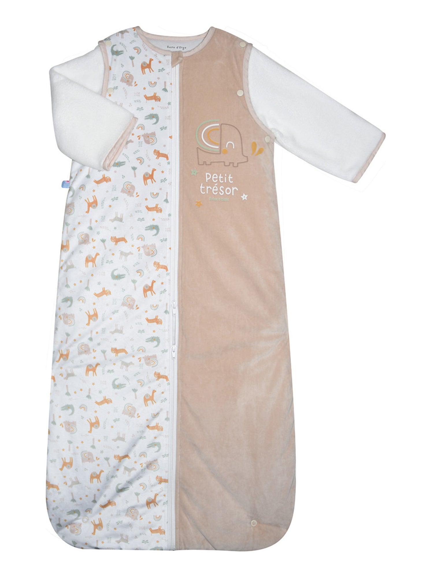 Gigoteuse 6/36m lucio velours doux manches amovibles securite auto - Beige
