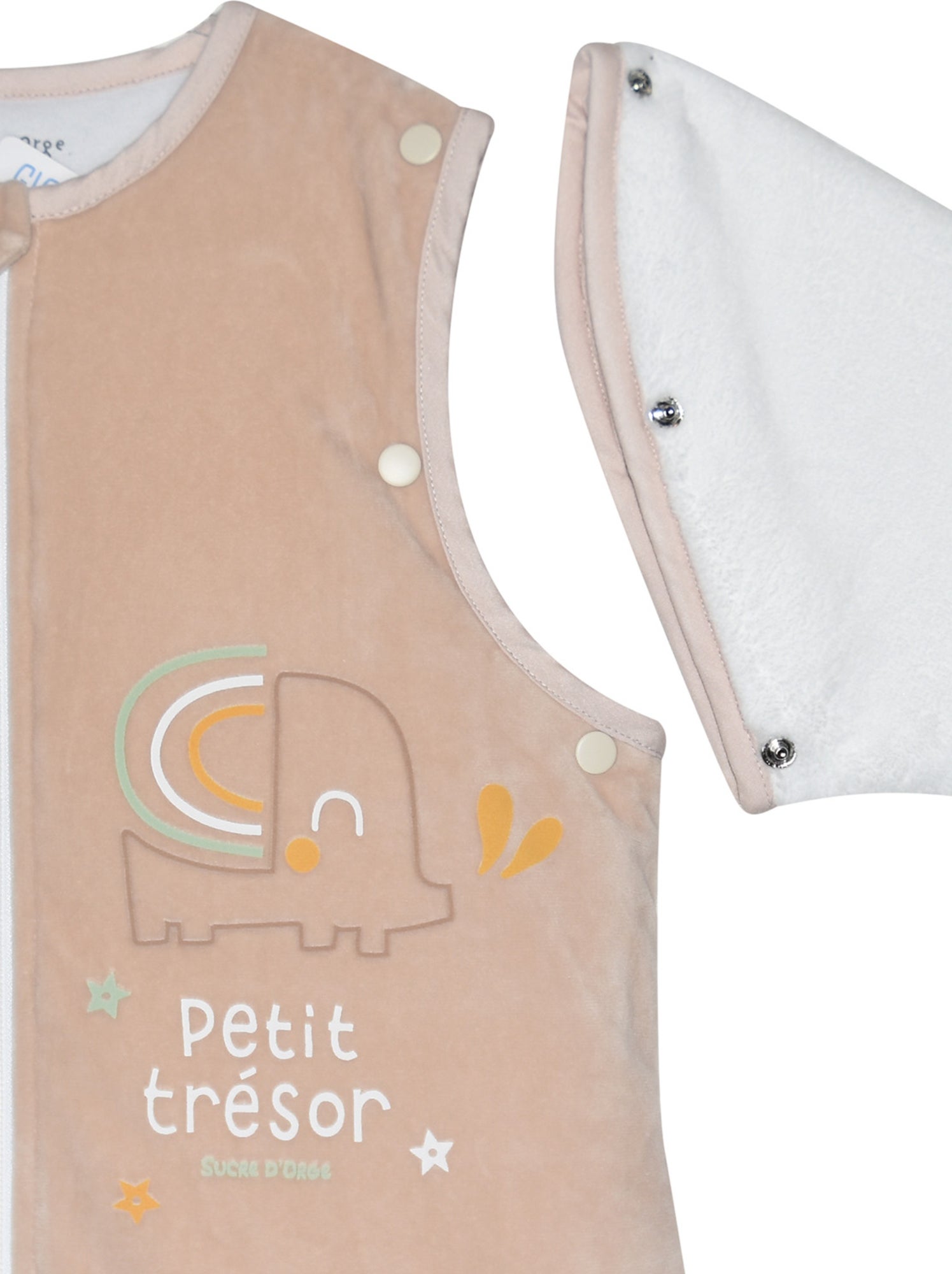 Gigoteuse 6/36m lucio velours doux manches amovibles securite auto - Beige