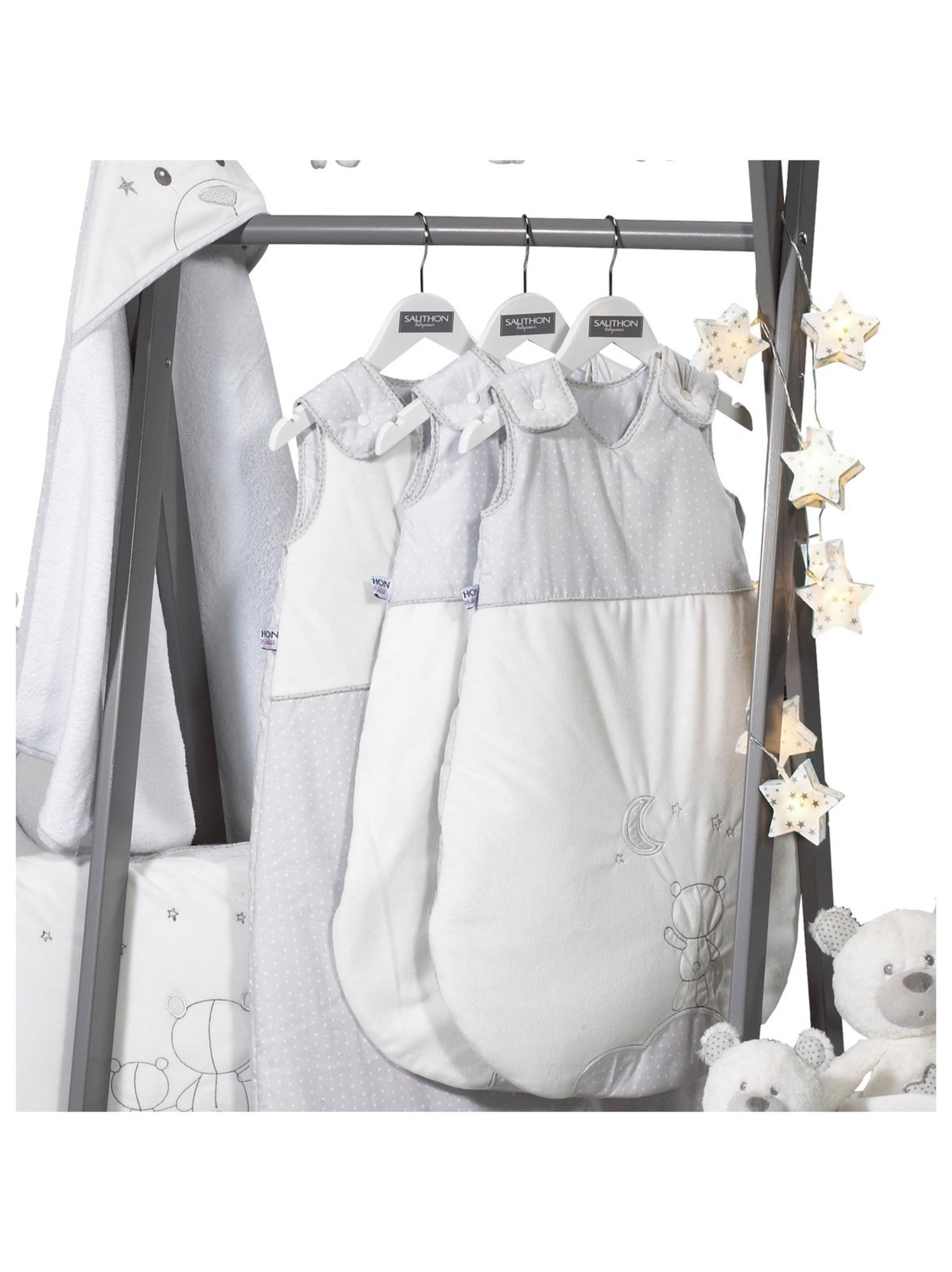 Gigoteuse bébé brodée en coton - SAUTHON - Blanc Gris