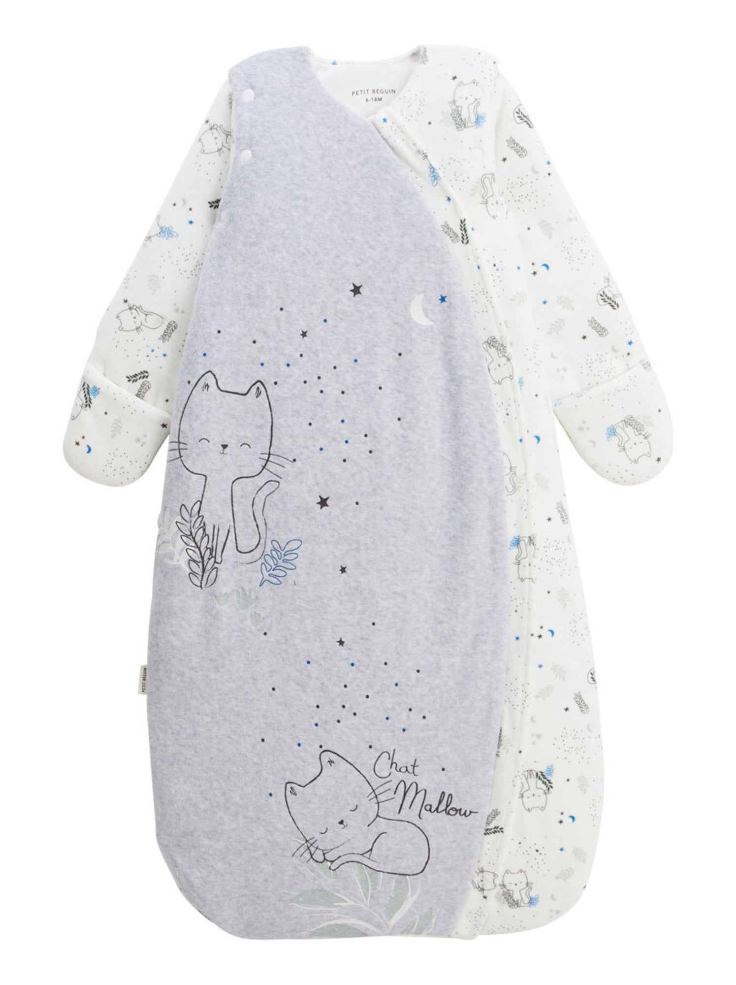 Gigoteuse d'hiver en velours avec manches amovibles chatmallow - Gris Gris