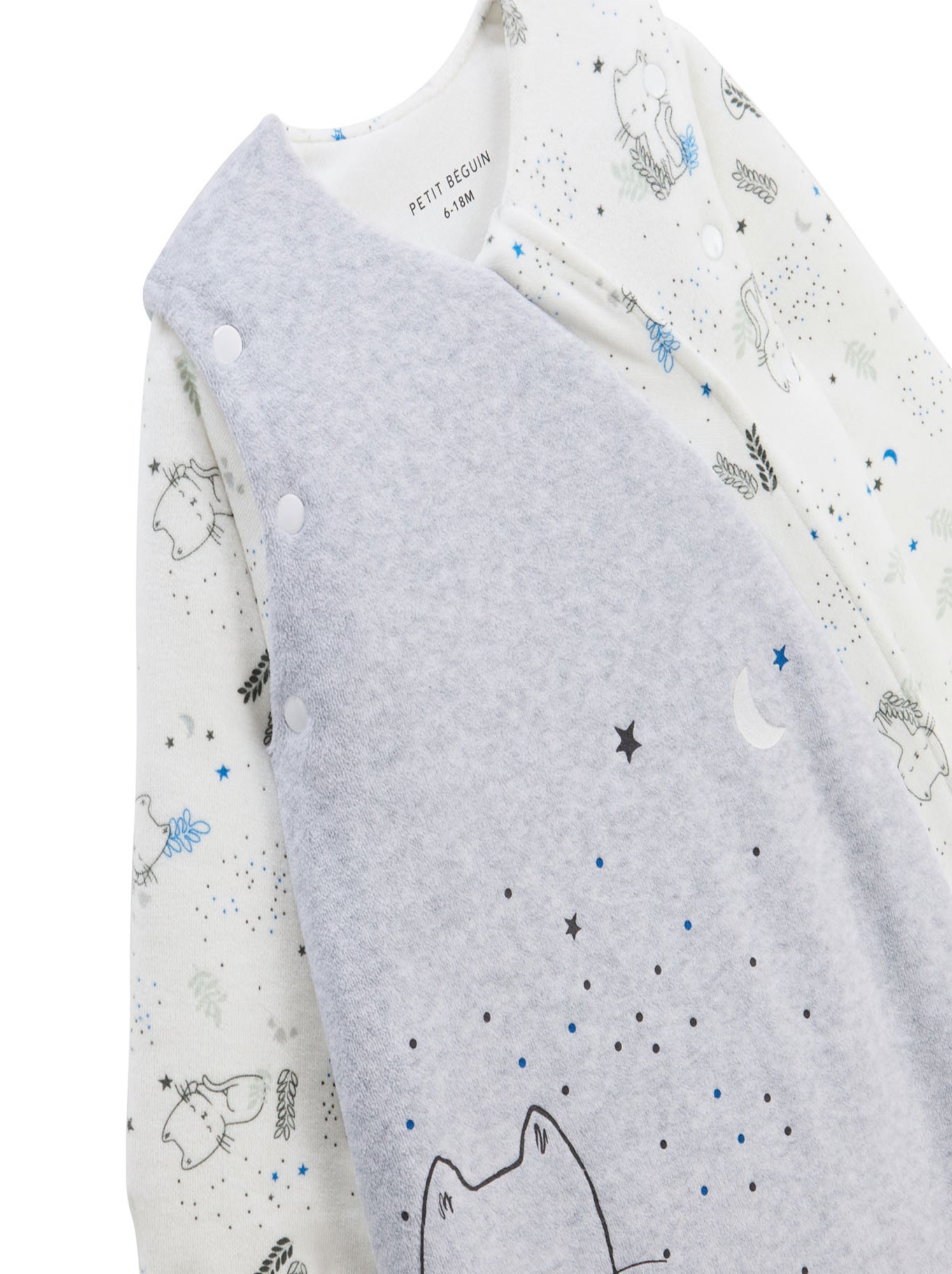 Gigoteuse d'hiver en velours avec manches amovibles chatmallow - Gris Gris