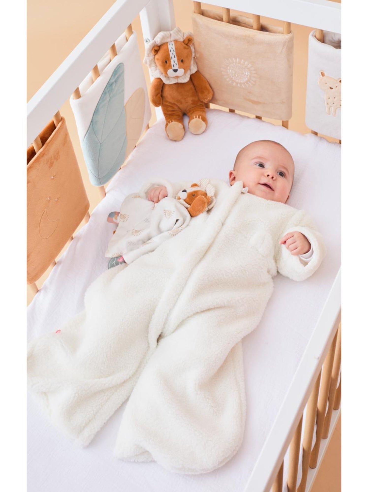 Gigoteuse en sherpa, 70cm Noukie's - Blanc