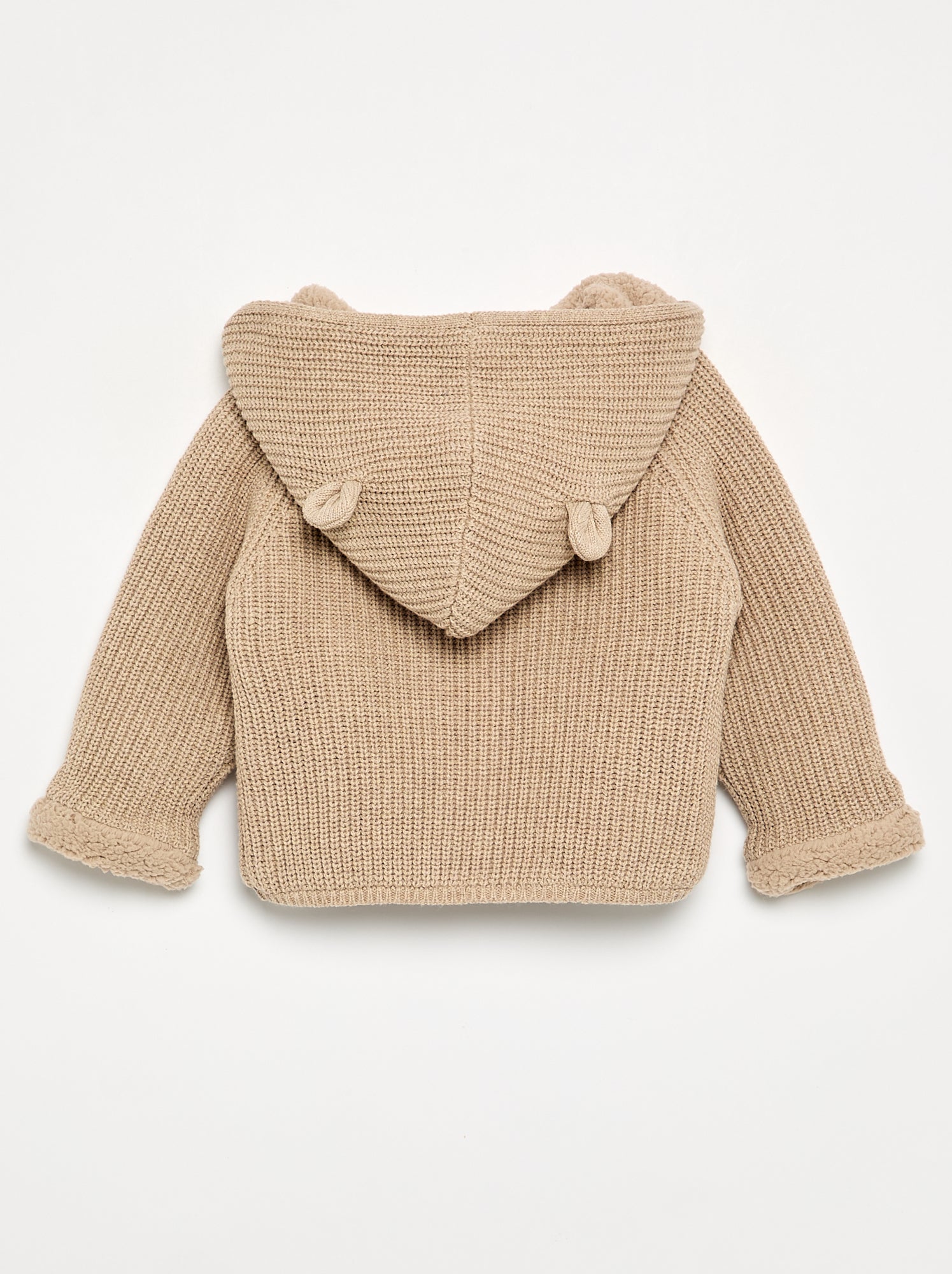 Gilet à capuche intérieur moutonné - Beige