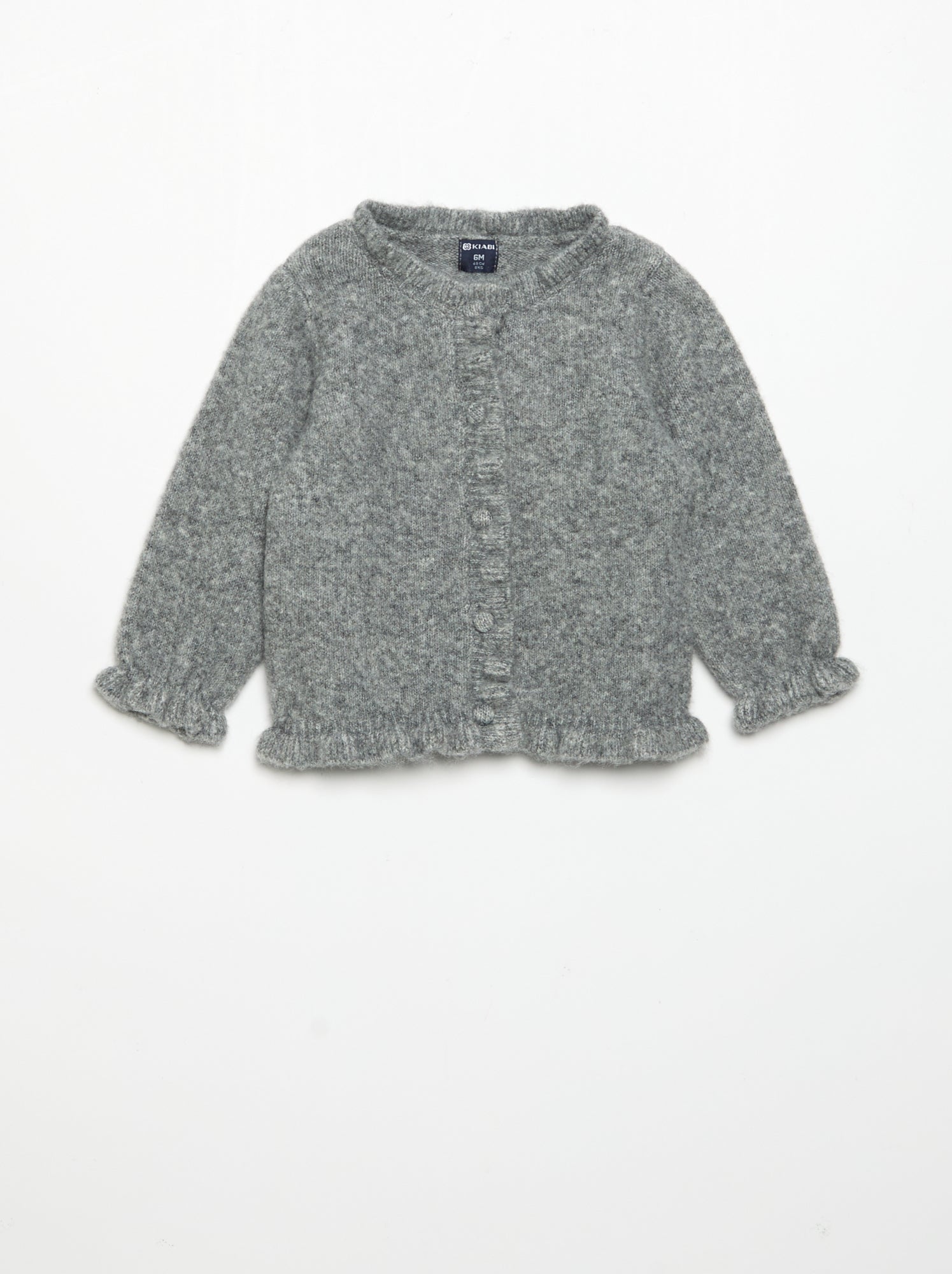 Gilet à manches longues avec volants - Gris