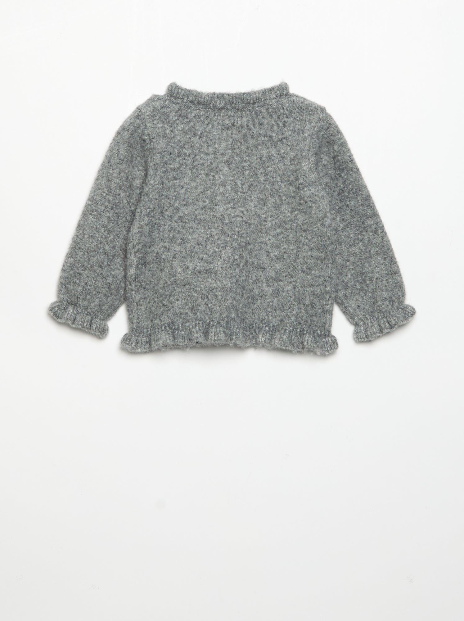 Gilet à manches longues avec volants - Gris