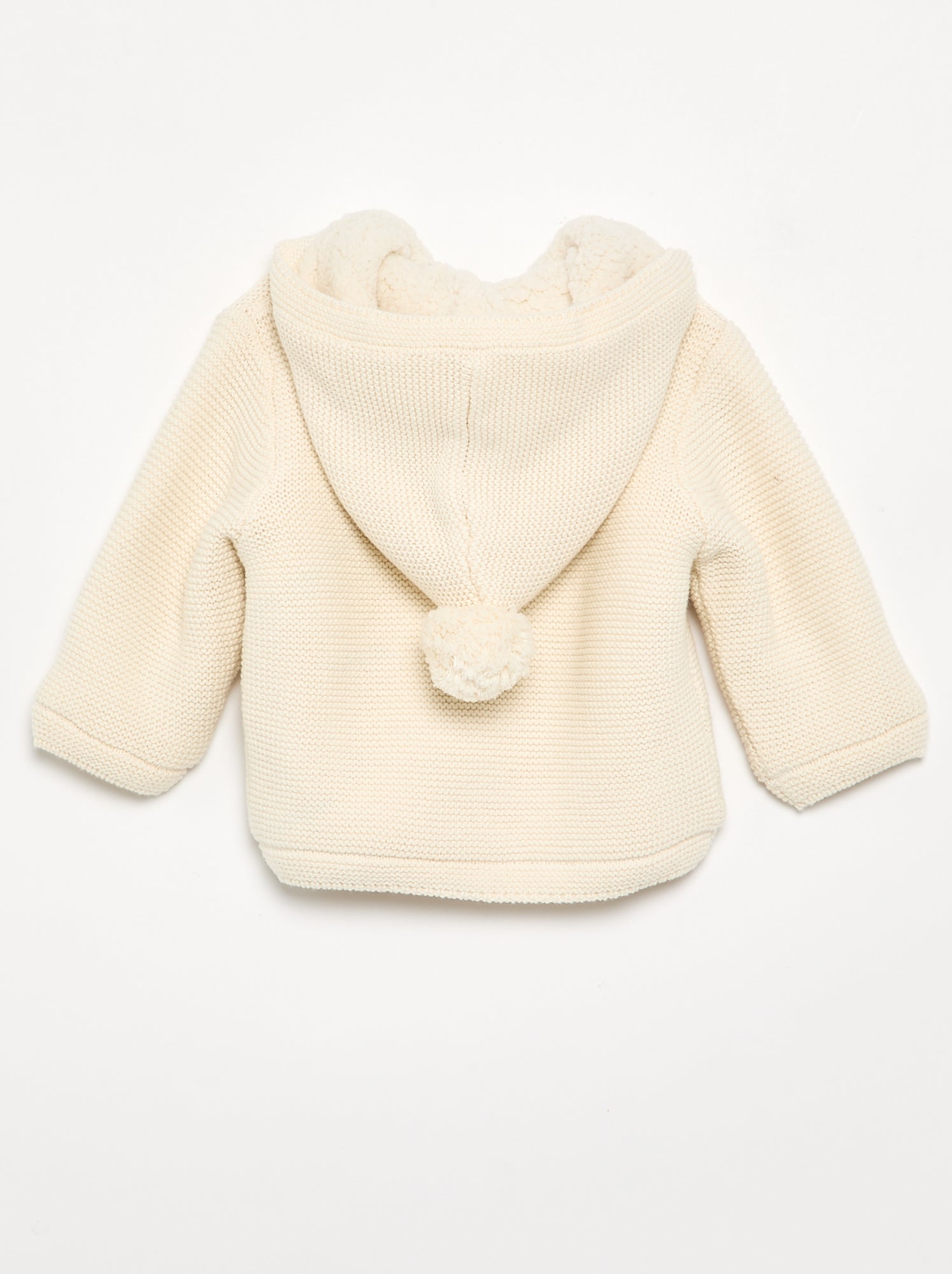 Gilet au point mousse doublé à capuche - Blanc