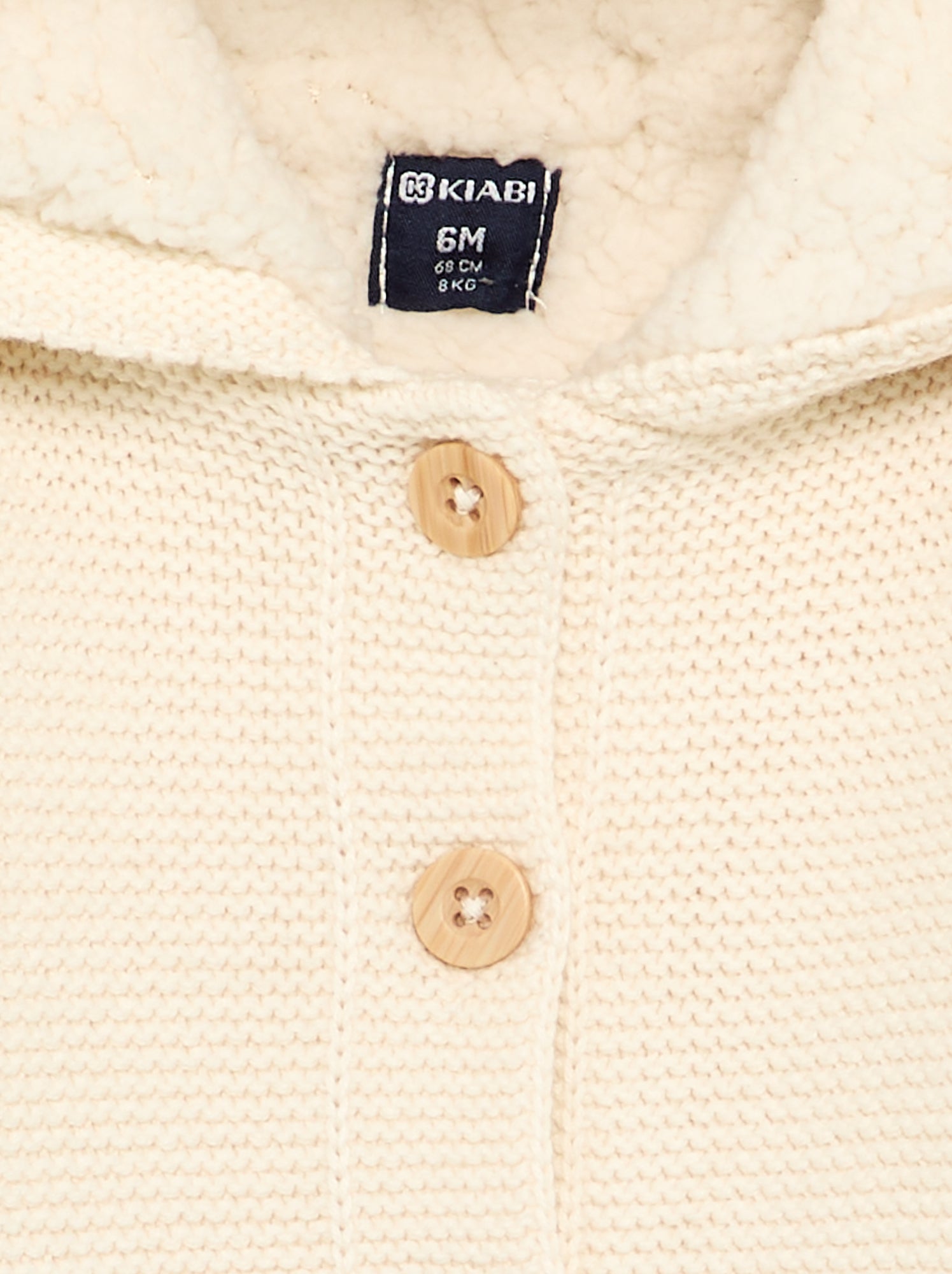 Gilet au point mousse doublé à capuche - Blanc