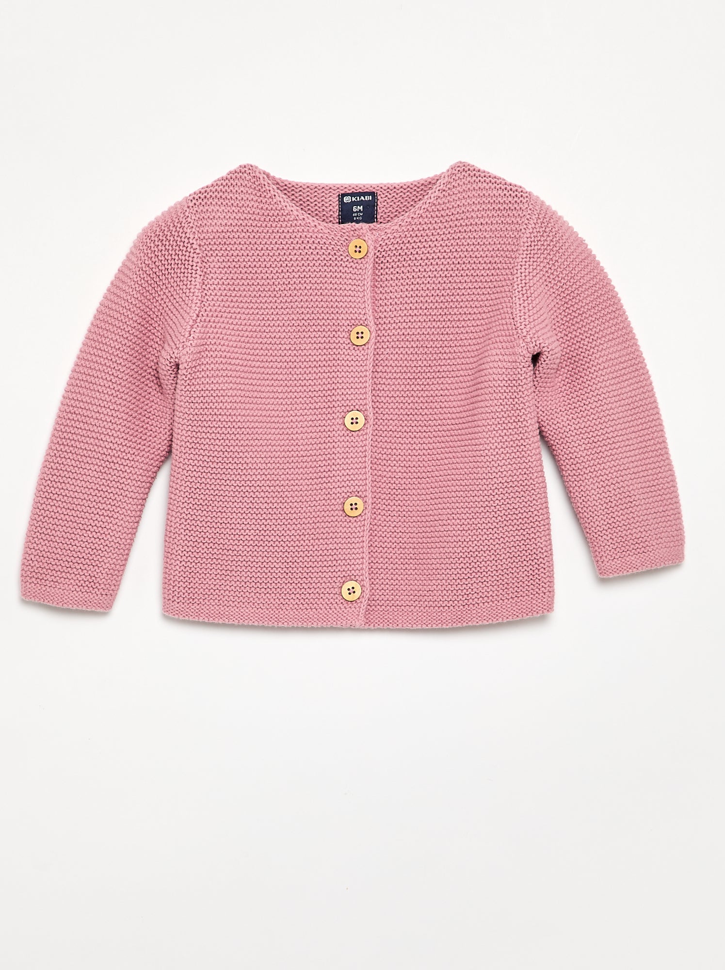 Gilet au point mousse - Rose (GDA98_4)