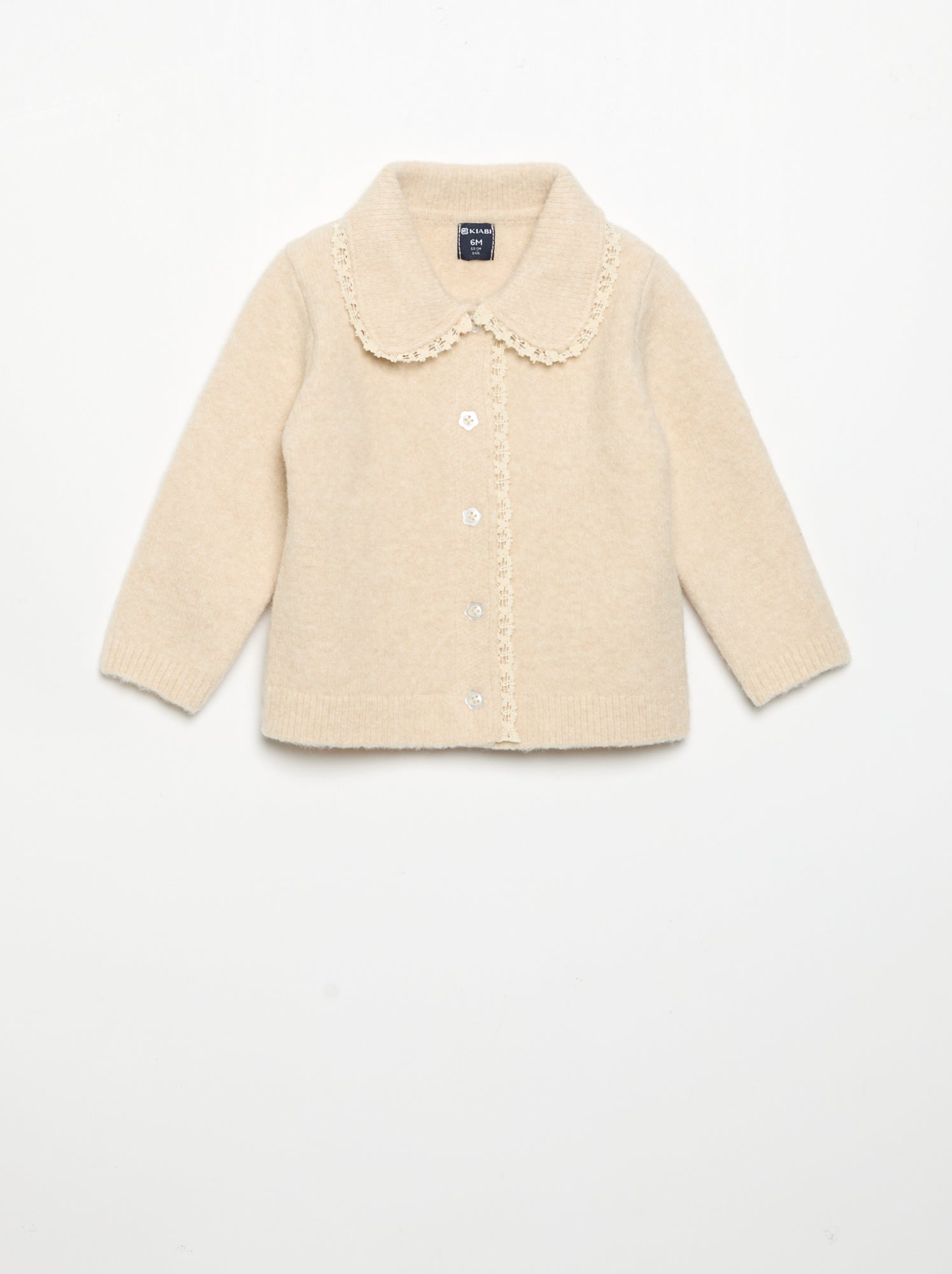 Gilet avec bords en fine dentelle - Beige
