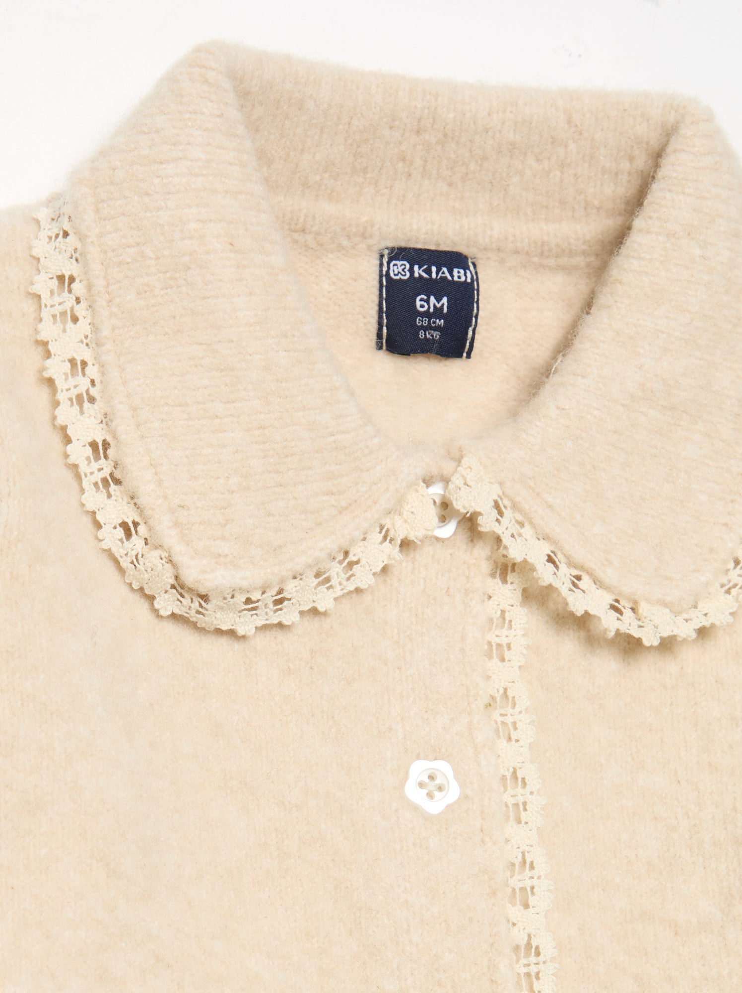 Gilet avec bords en fine dentelle - Beige