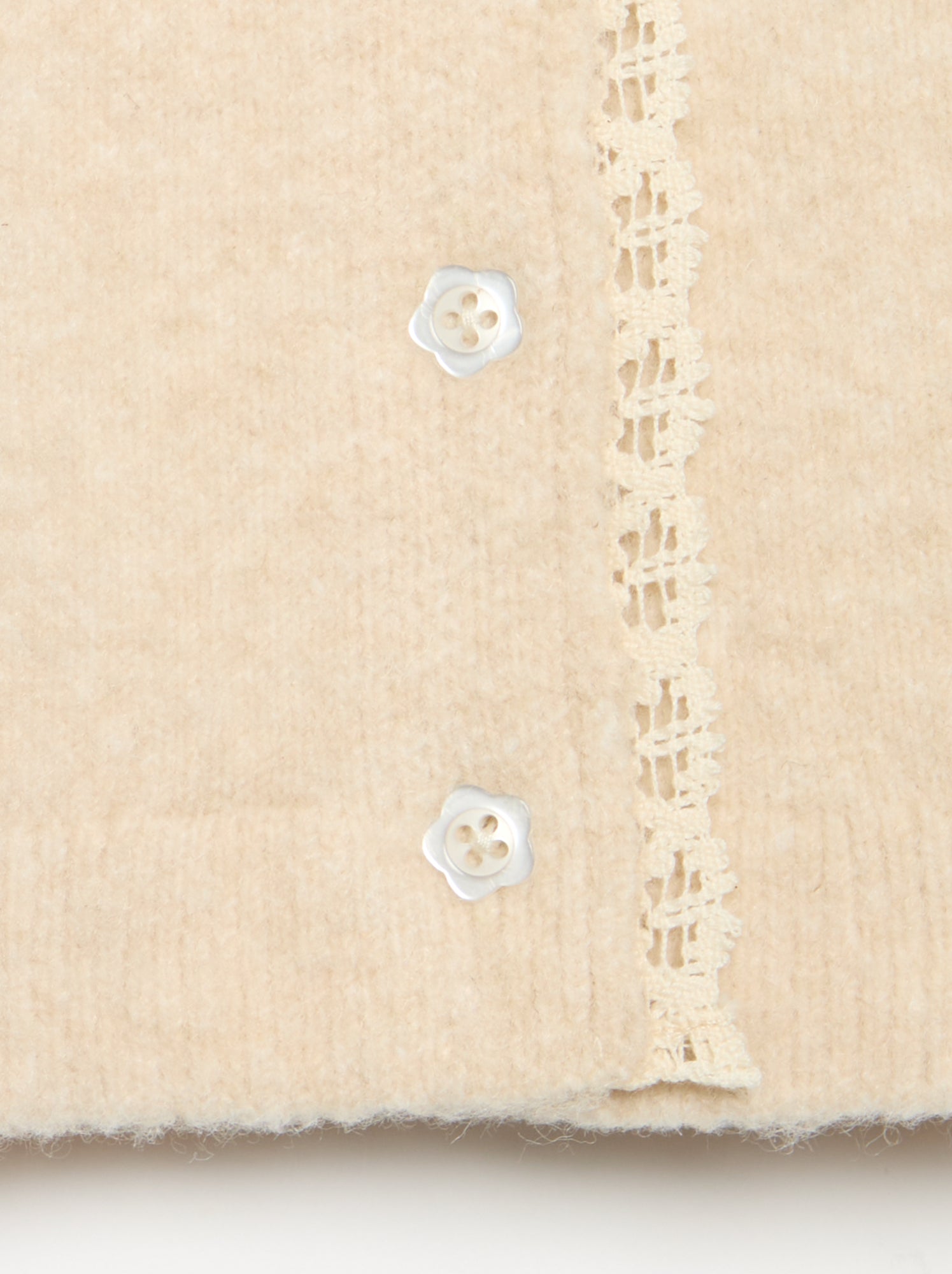 Gilet avec bords en fine dentelle - Beige