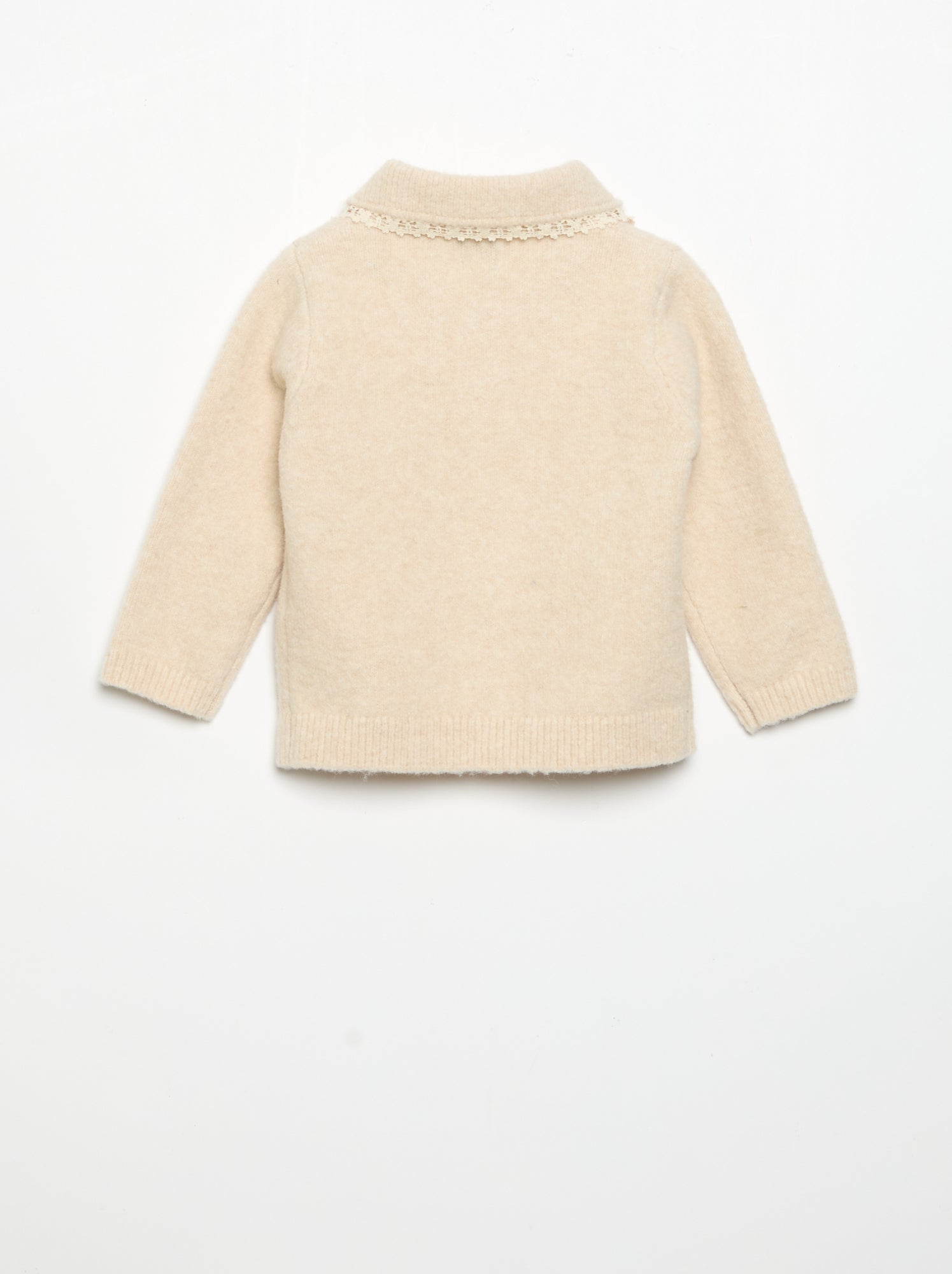 Gilet avec bords en fine dentelle - Beige