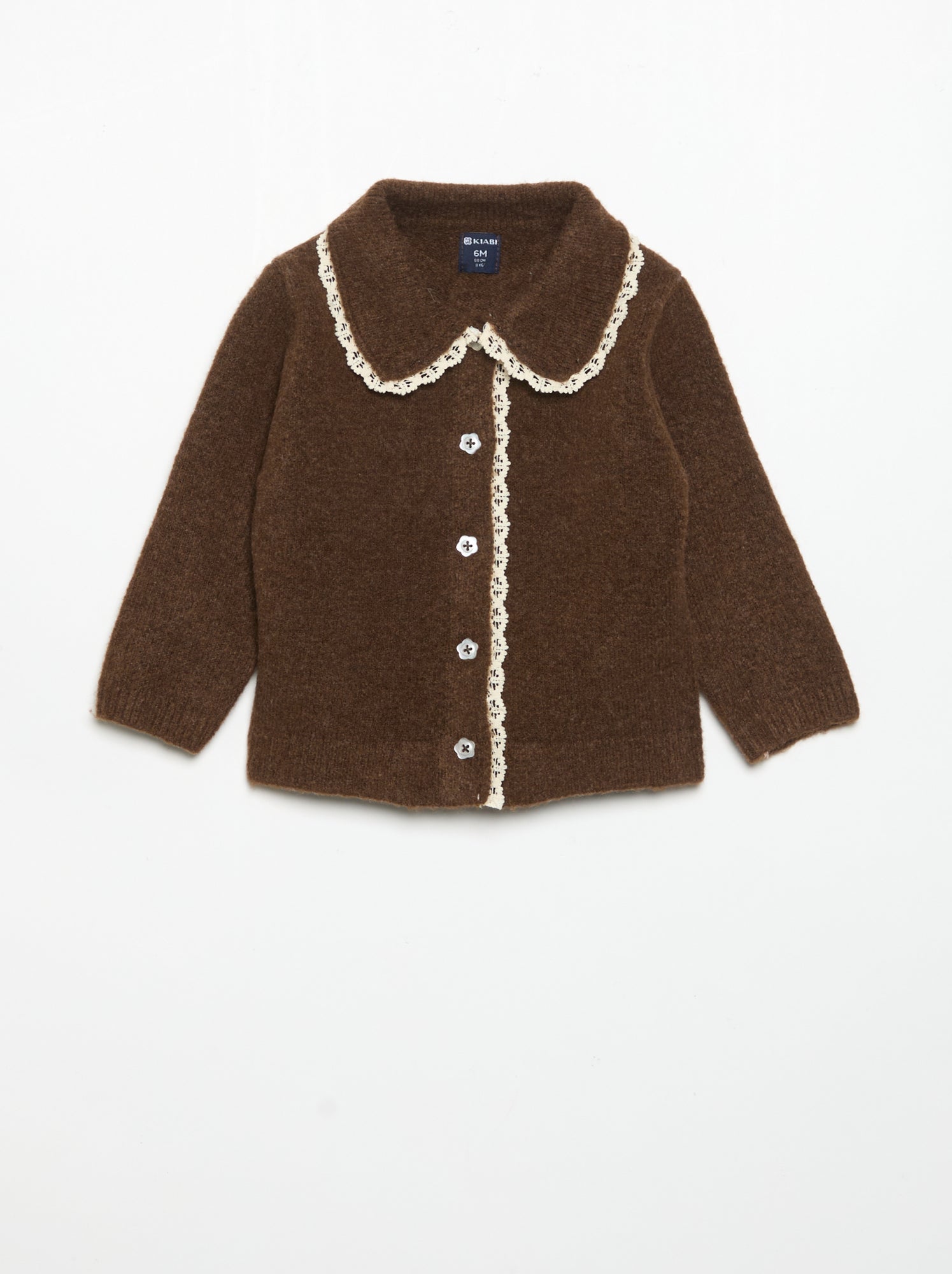 Gilet avec bords en fine dentelle - Marron