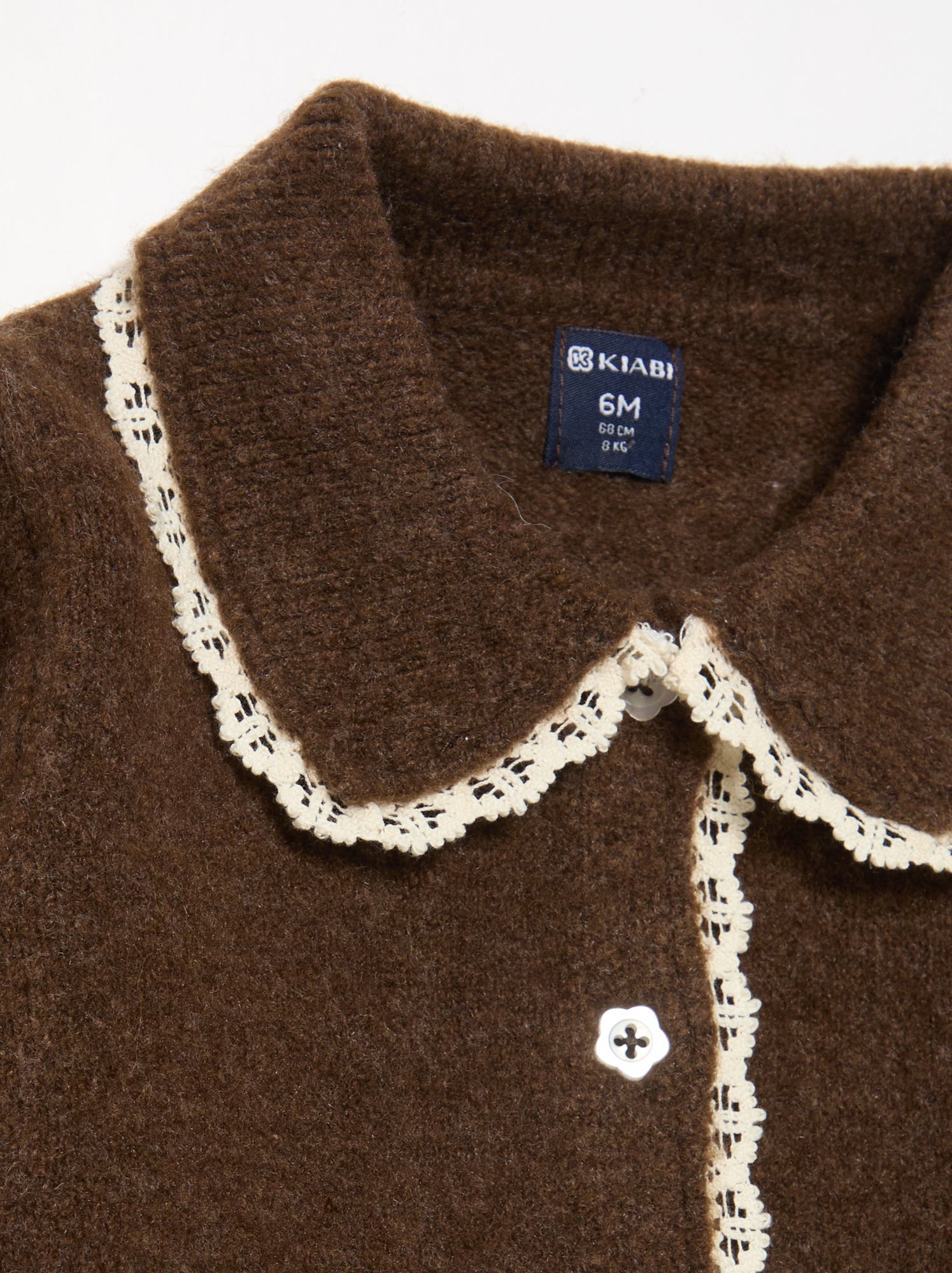 Gilet avec bords en fine dentelle - Marron