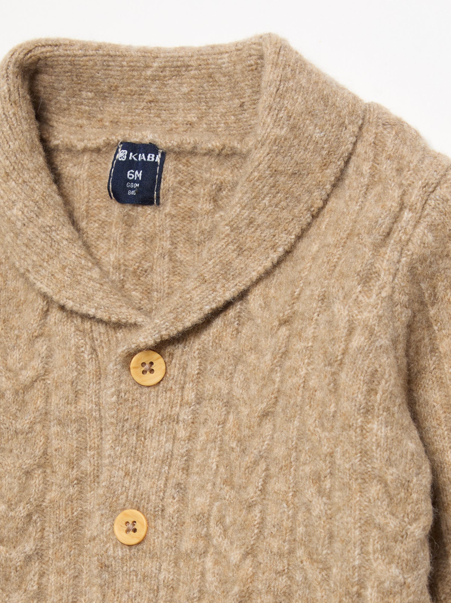 Gilet avec torsades et col châle - Beige