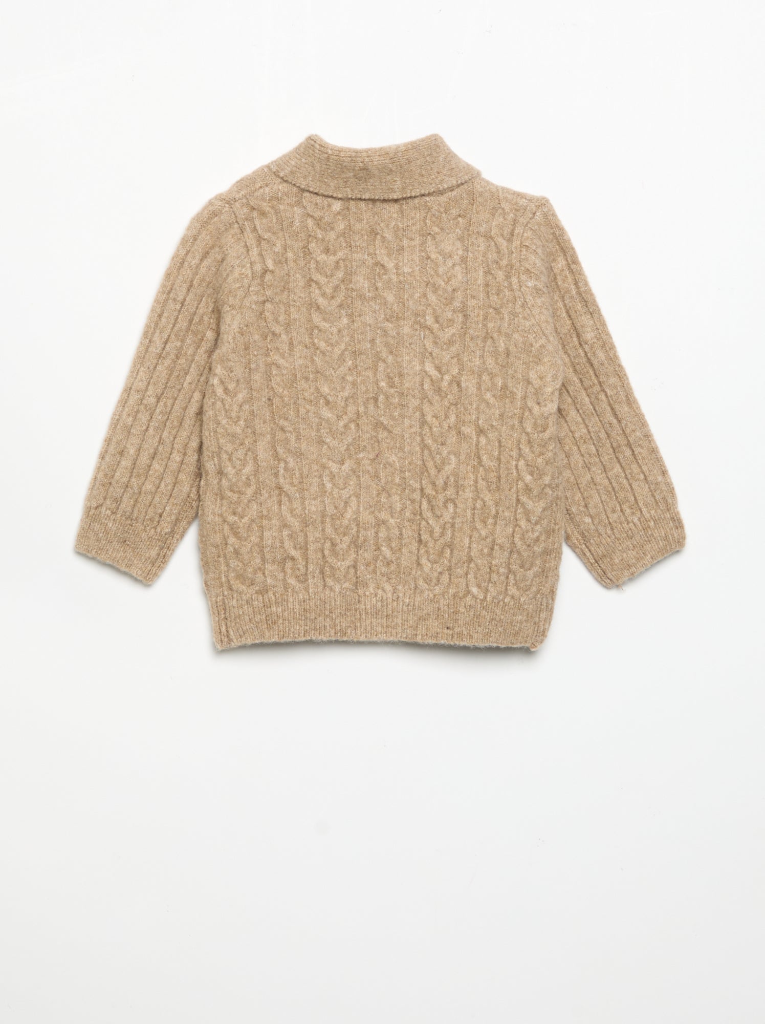 Gilet avec torsades et col châle - Beige
