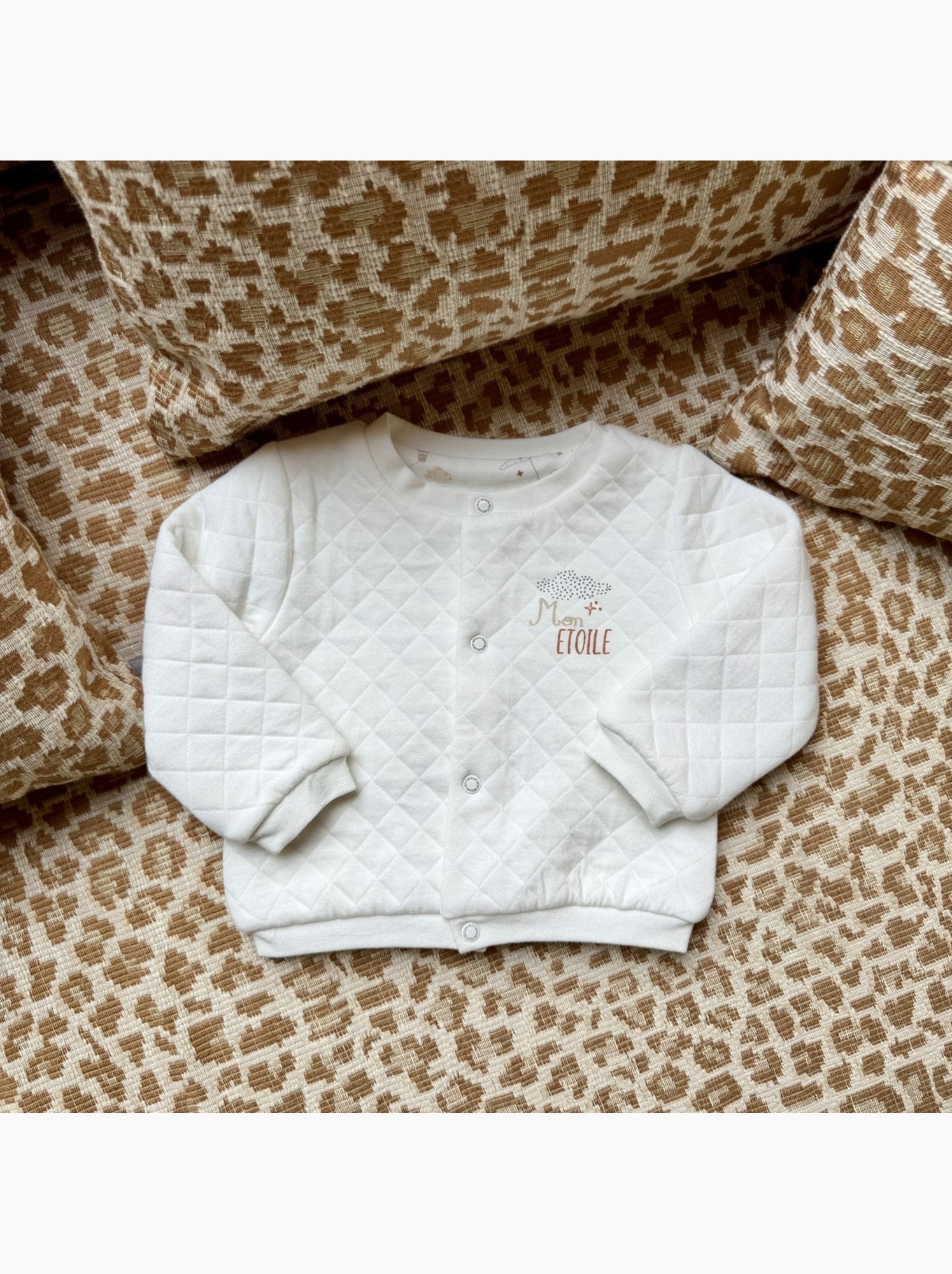 Gilet bébé en molleton eliah - Ecru