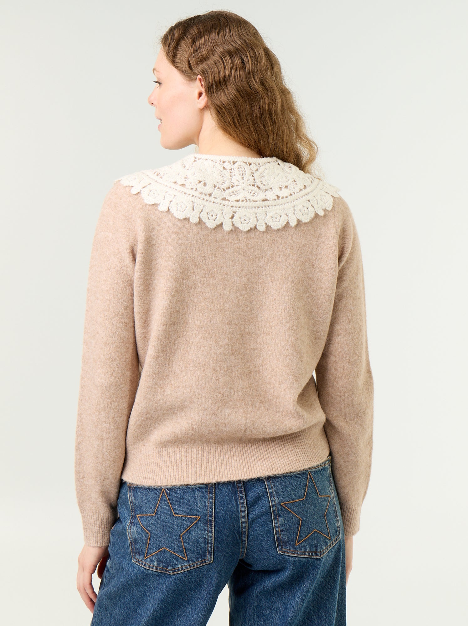 Gilet boutonné avec col claudine - Beige