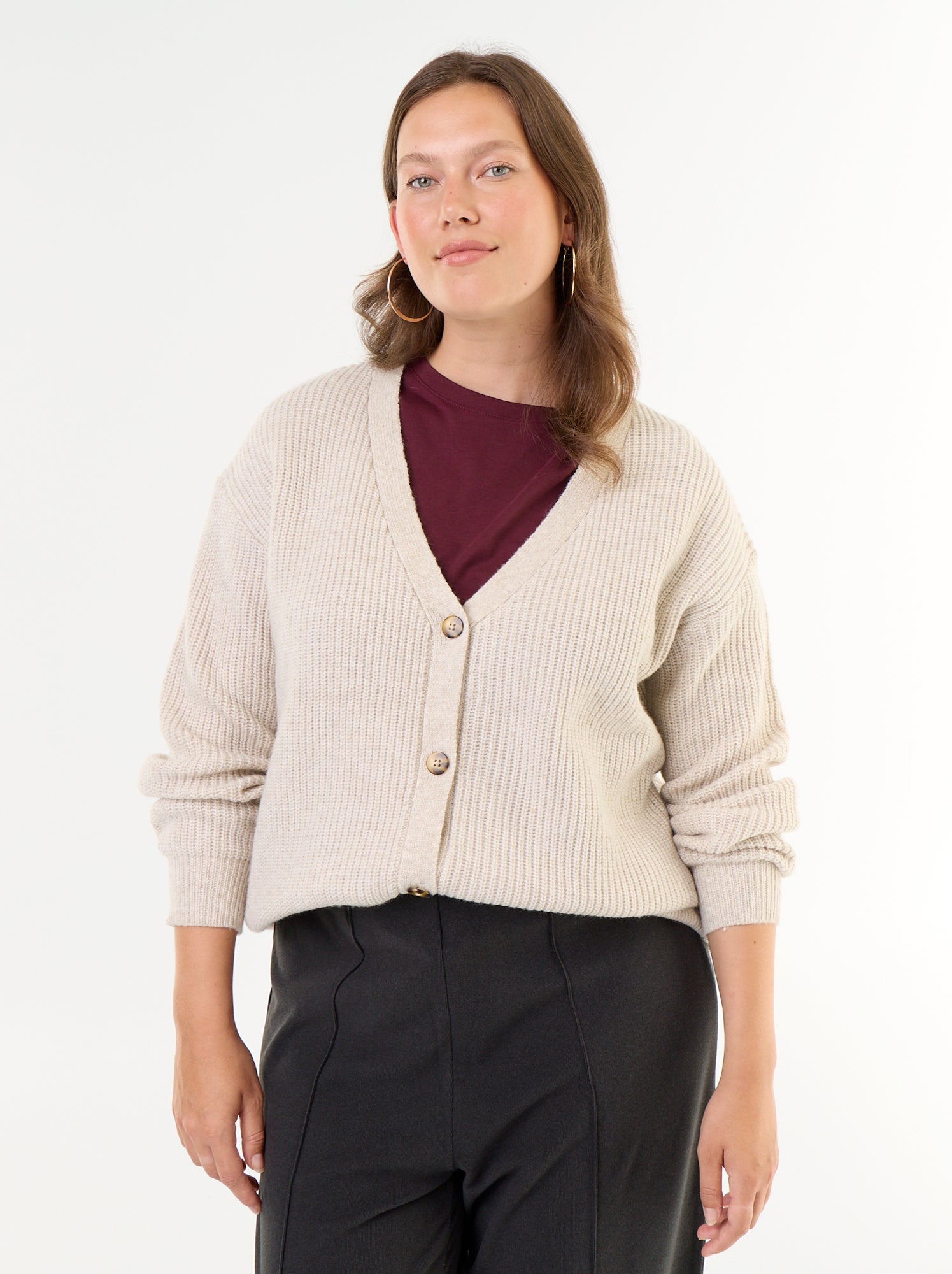 Gilet cardigan à encolure V - Gris